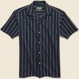 Metalic Stripe Camp Shirt - Navy - Gitman Vintage - STAG Provisions - Tops - S/S Woven - Stripe