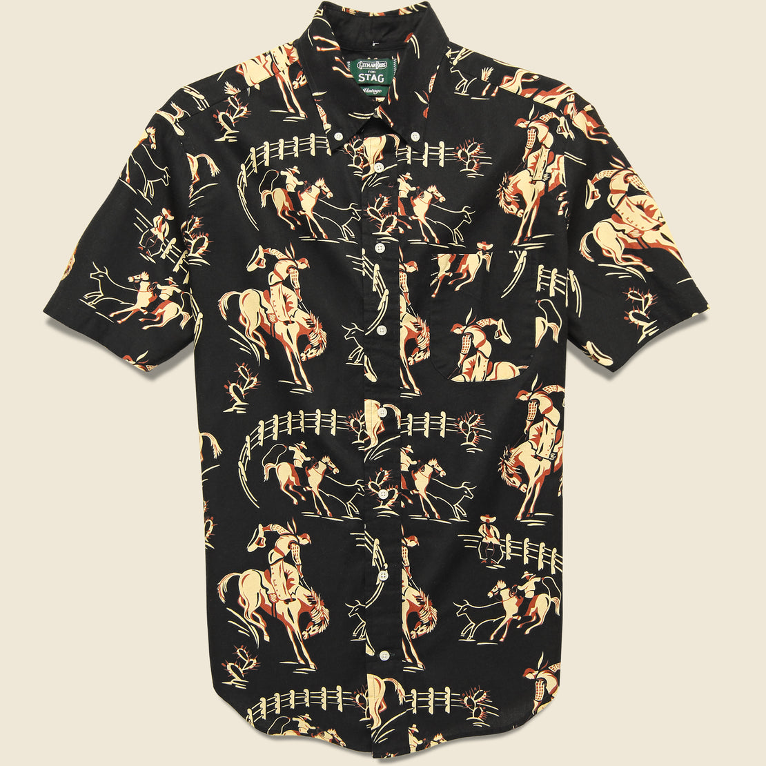 Gitman Vintage Cowboy Print Shirt - Black