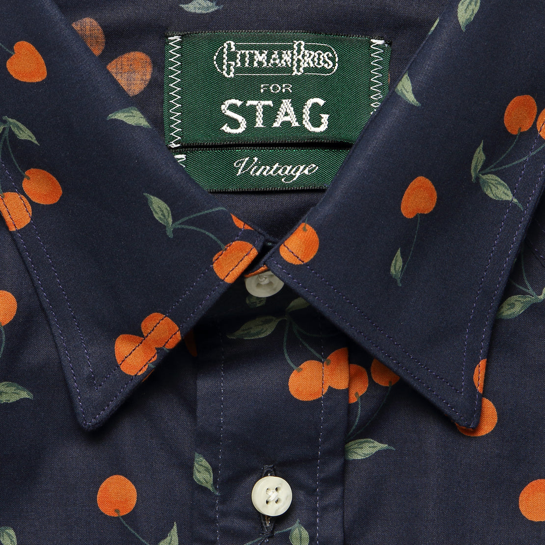 Cherry Print Shirt - Navy - Gitman Vintage - STAG Provisions - Tops - S/S Woven - Other Pattern