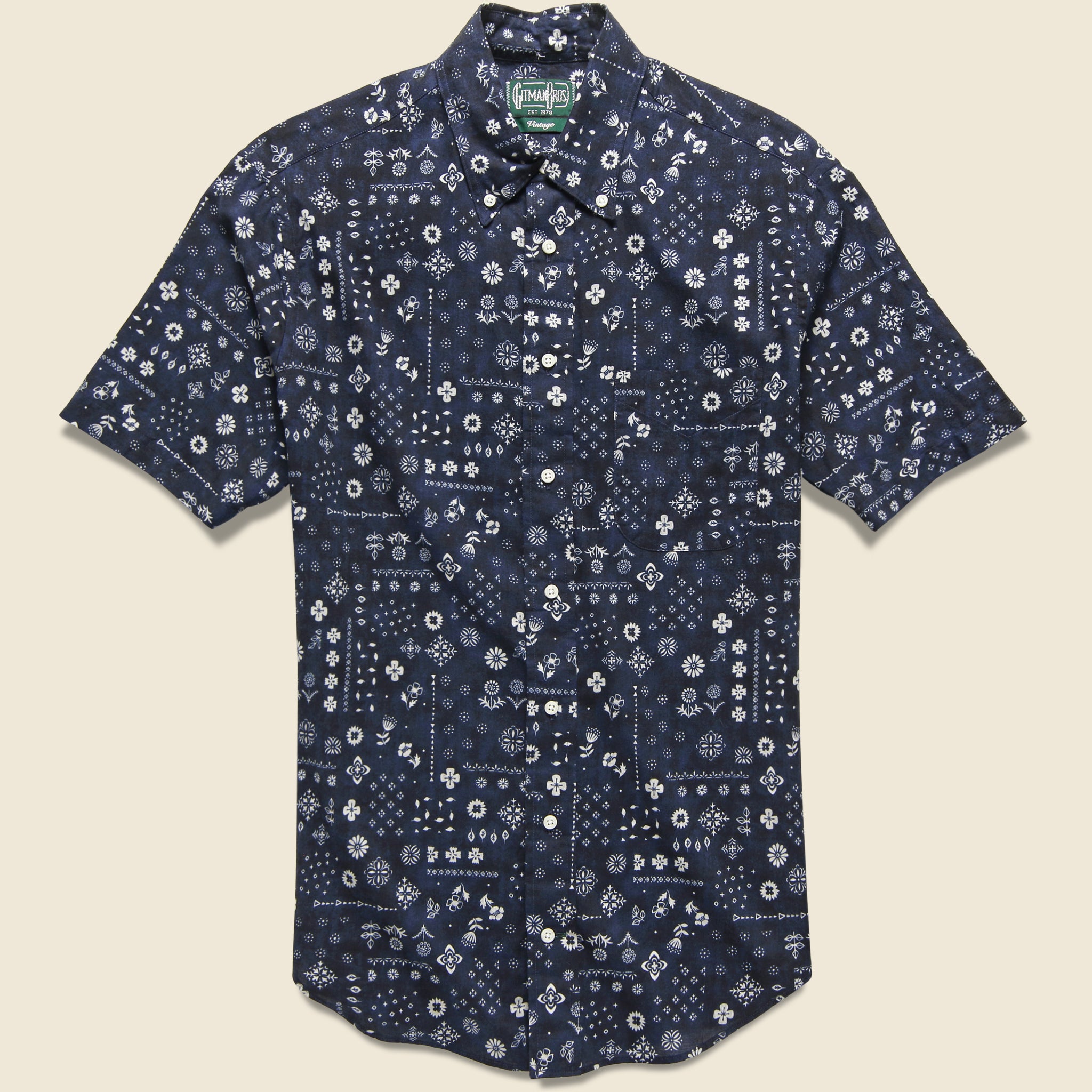 Indigo Bandana Shirt - Navy - Gitman Vintage - STAG Provisions - Tops - S/S Woven - Other Pattern