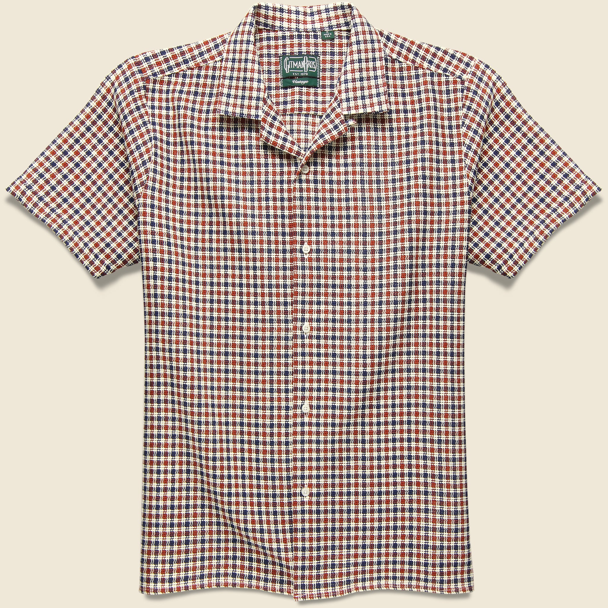 Eco Open Weave Camp Shirt - Red/Navy - Gitman Vintage - STAG Provisions - Tops - S/S Woven - Plaid