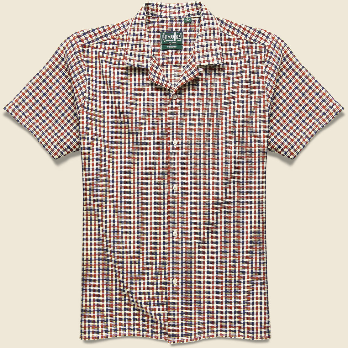 Gitman Vintage Eco Open Weave Camp Shirt - Red/Navy