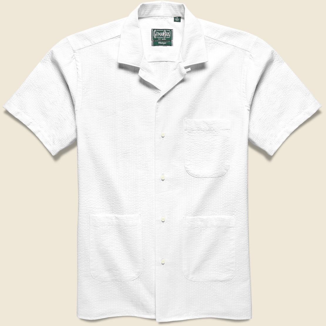 Gitman Vintage Seersucker Guayabera Shirt - White