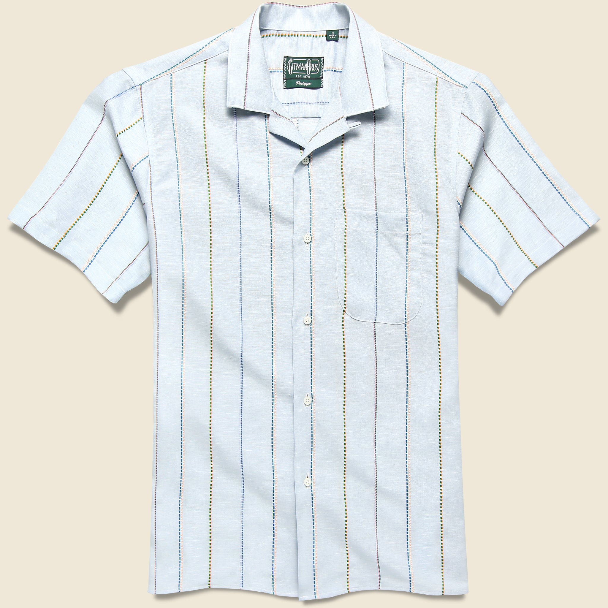 Tencel/Linen Woven Stripe Shirt - Blue/Brown - Gitman Vintage - STAG Provisions - Tops - S/S Woven - Stripe