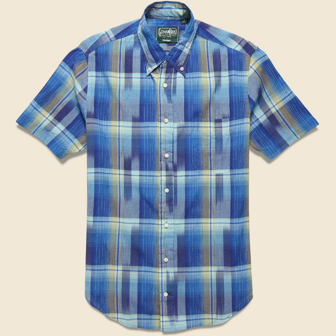 Gitman Vintage Ikat Madras Shirt - Blue