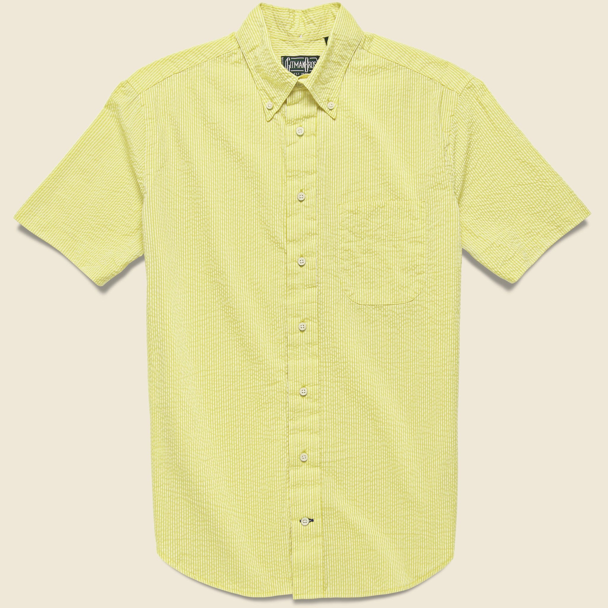 Seersucker Shirt - Yellow/White Stripe - Gitman Vintage - STAG Provisions - Tops - S/S Woven - Seersucker