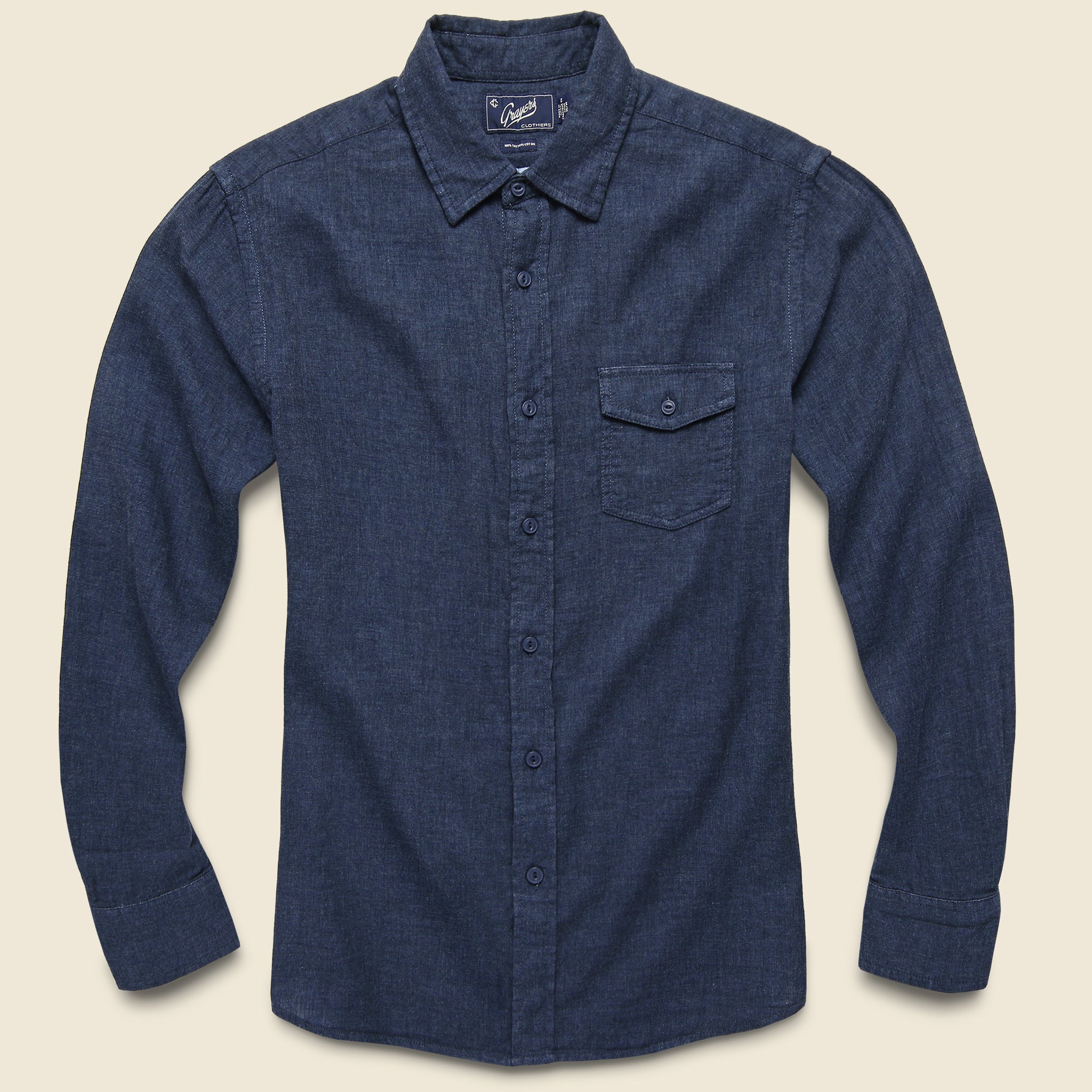 Hattox Double Cloth Shirt - Navy Heather - Grayers - STAG Provisions - Tops - L/S Woven - Solid