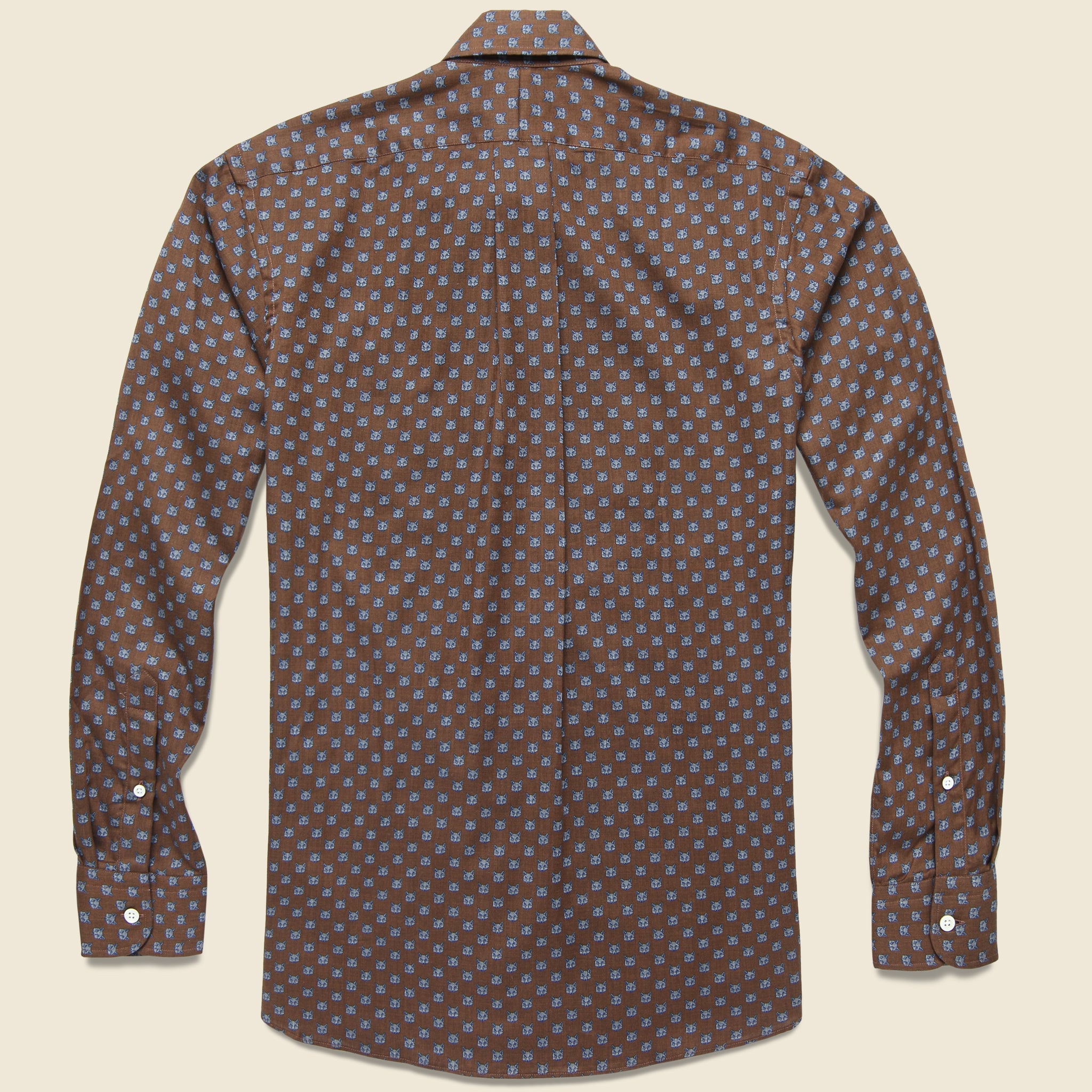 
                          Fox Print Herringbone Shirt - Brown - Hamilton Shirt Co. - STAG Provisions - Tops - L/S Woven - Other Pattern
                        