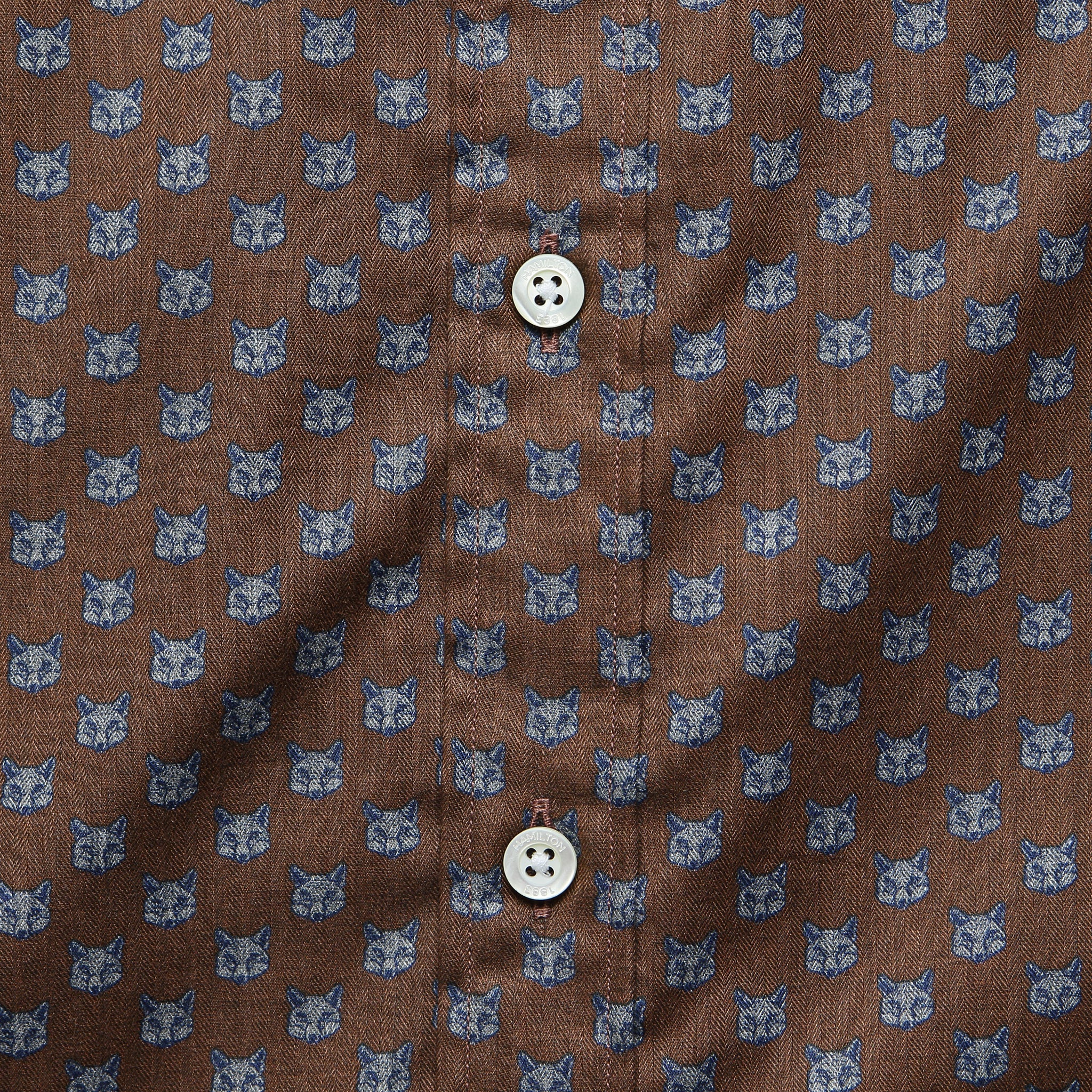 
                          Fox Print Herringbone Shirt - Brown - Hamilton Shirt Co. - STAG Provisions - Tops - L/S Woven - Other Pattern
                        