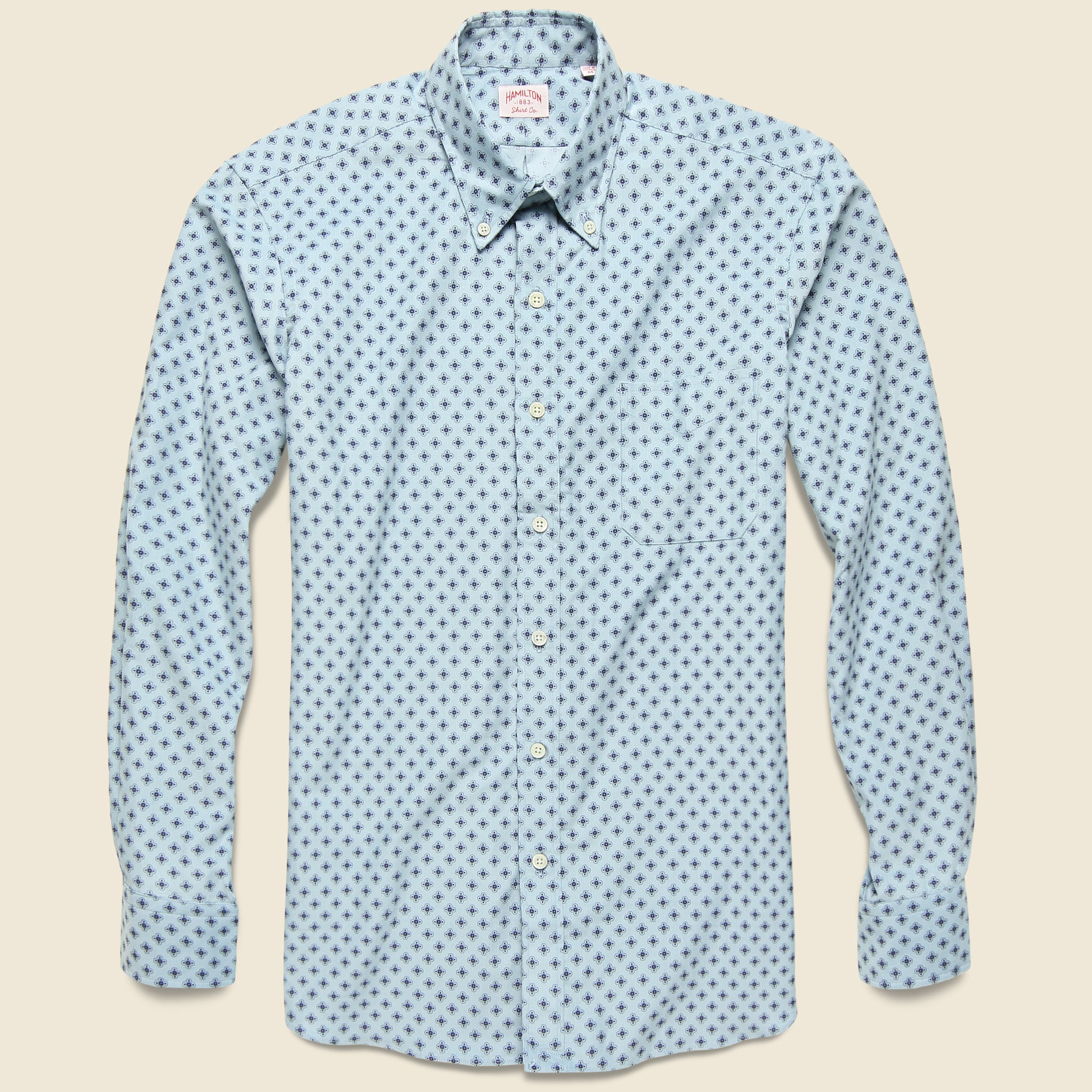 Printed Corduroy Shirt - Blue/Navy - Hamilton Shirt Co. - STAG Provisions - Tops - L/S Woven - Other Pattern
