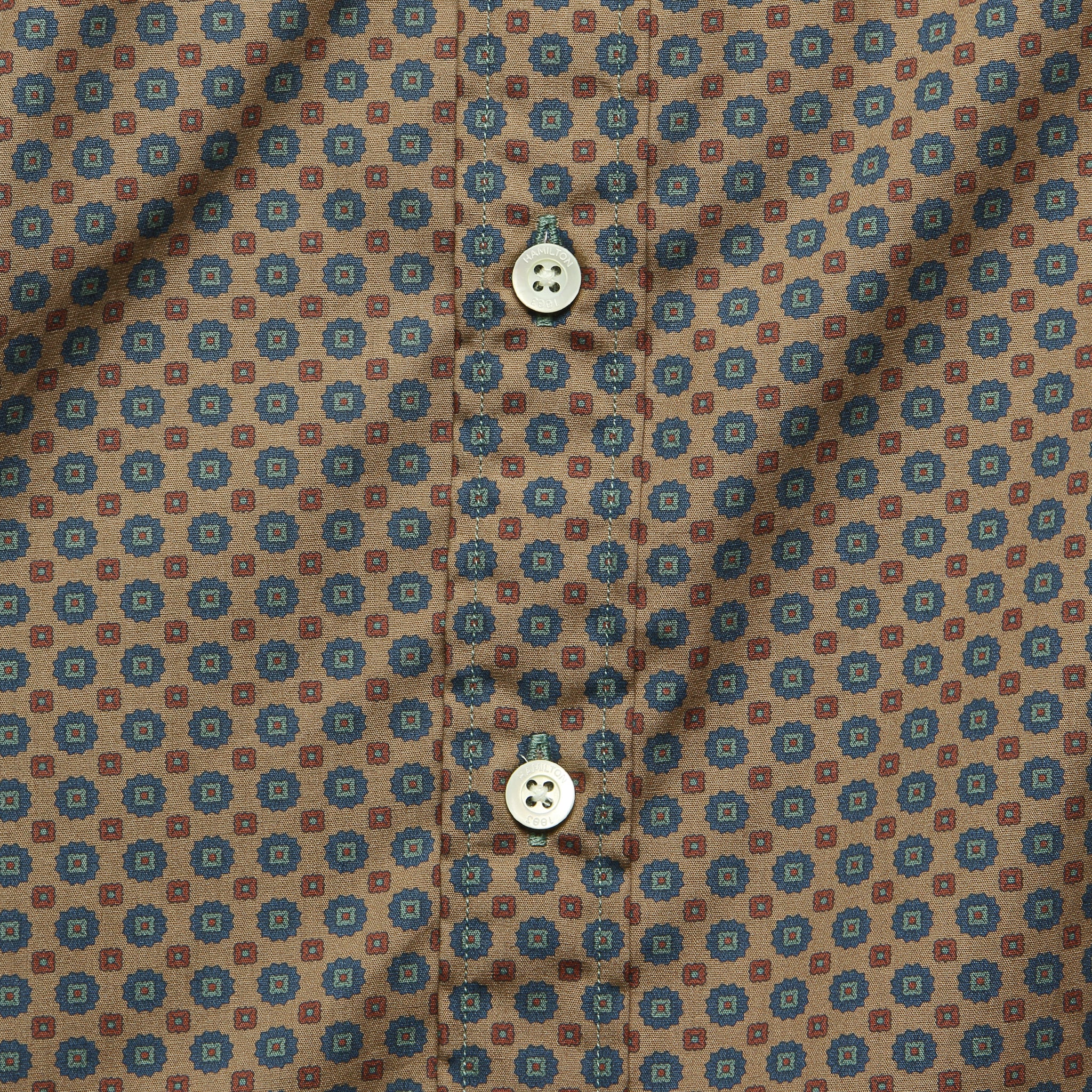 Printed Twill Shirt - Khaki/Green/Orange - Hamilton Shirt Co. - STAG Provisions - Tops - L/S Woven - Other Pattern