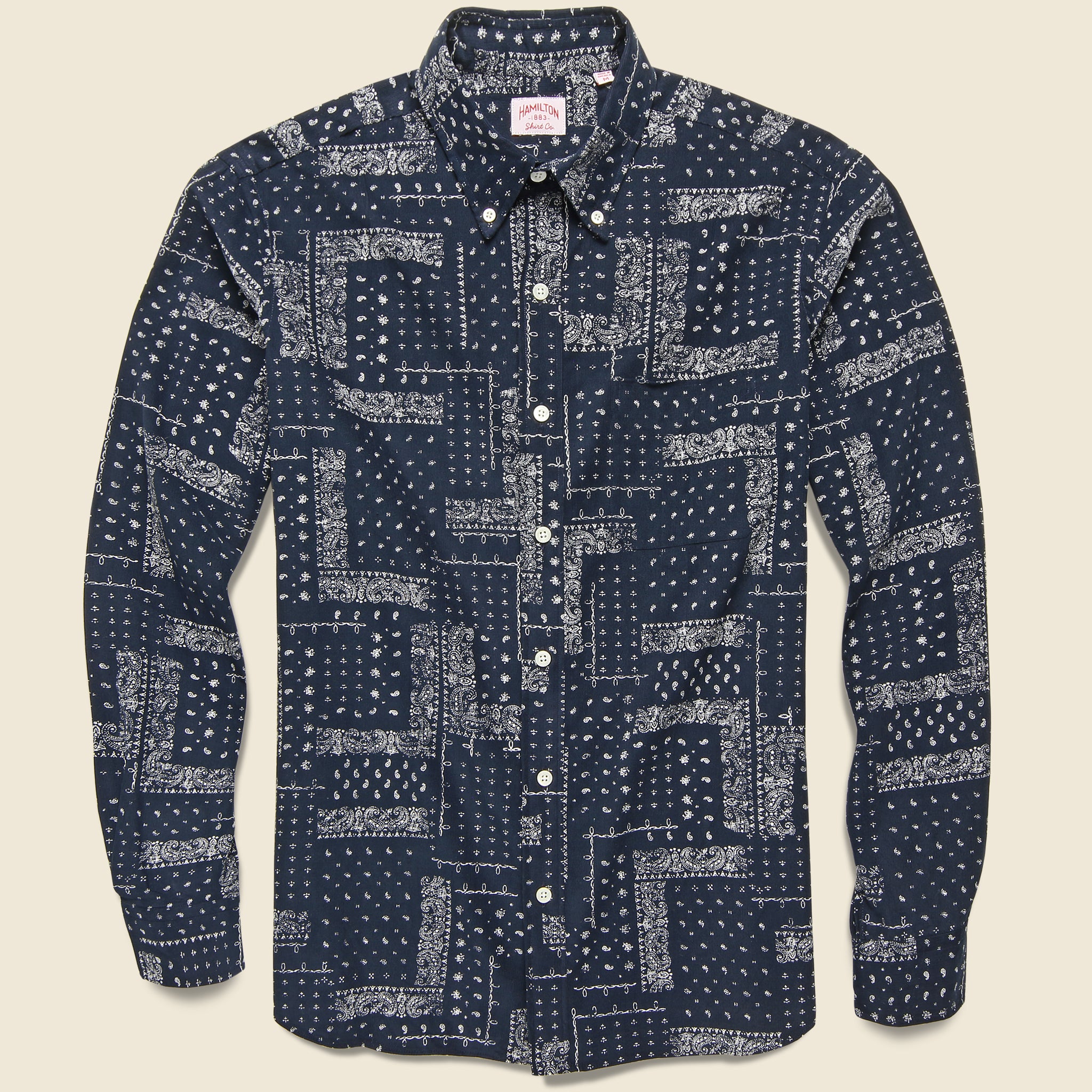 Bandana Print Corduroy Shirt - Navy - Hamilton Shirt Co. - STAG Provisions - Tops - L/S Woven - Corduroy
