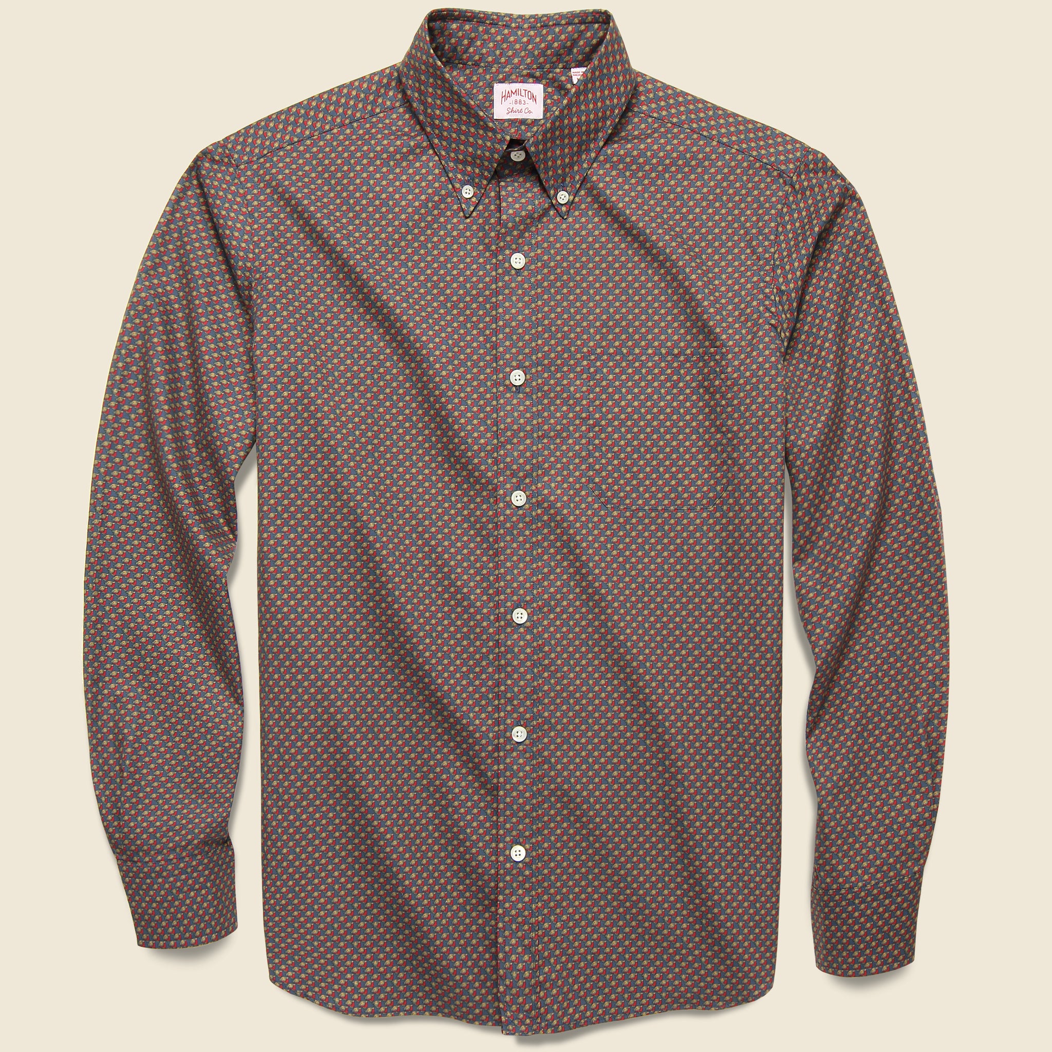 Bear Print Shirt - Blue/Red - Hamilton Shirt Co. - STAG Provisions - Tops - L/S Woven - Other Pattern