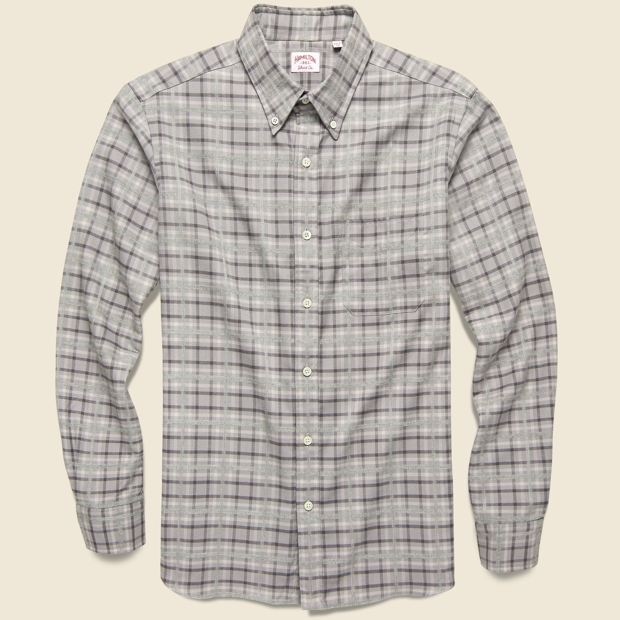 Textured Plaid Flannel - Grey - Hamilton Shirt Co. - STAG Provisions - Tops - L/S Woven - Plaid