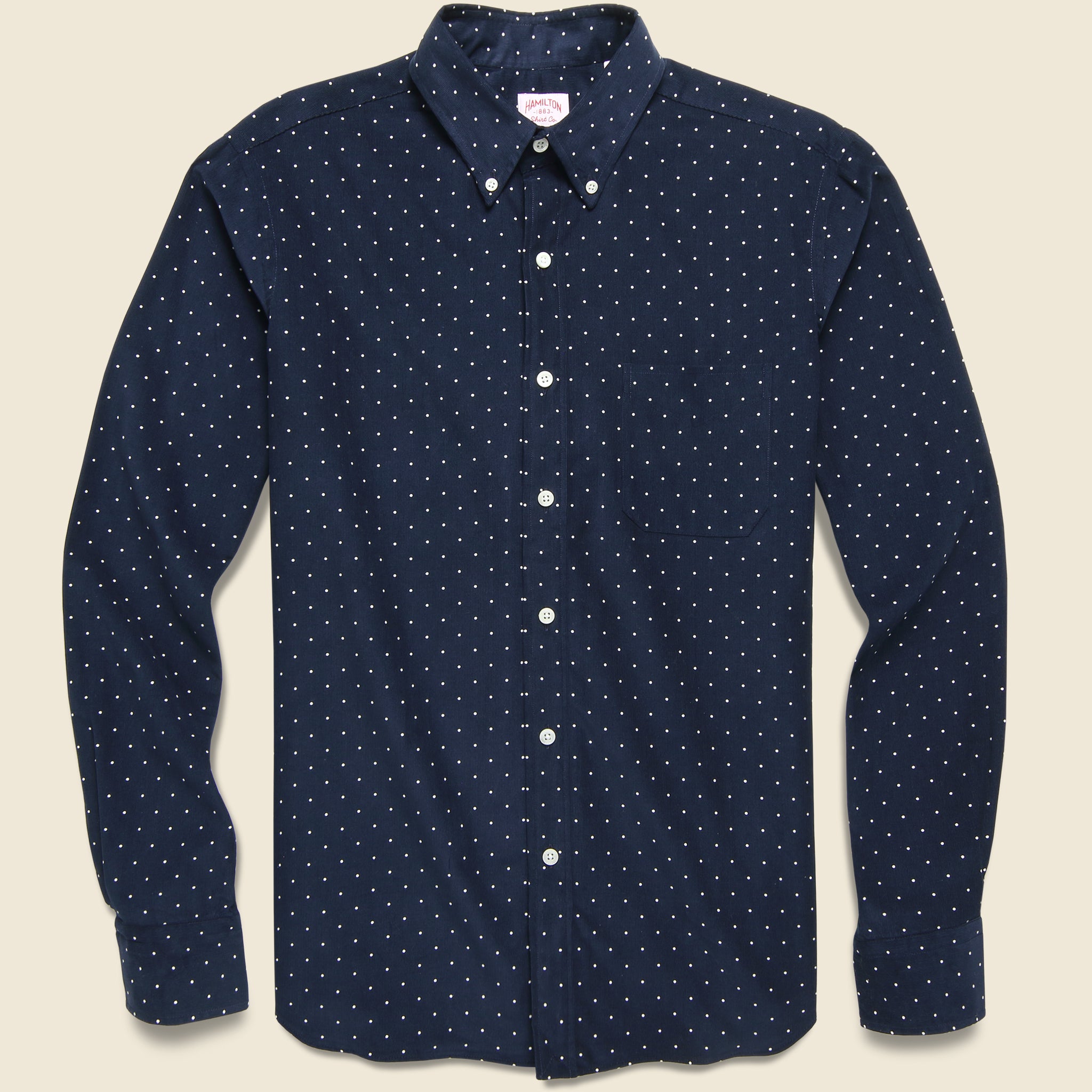 Dot Micro Courduroy Shirt - Navy/White - Hamilton Shirt Co. - STAG Provisions - Tops - L/S Woven - Corduroy