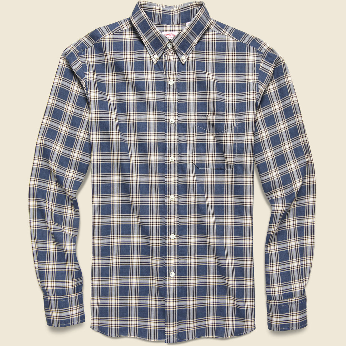 Hamilton Shirt Co. Check Twill Flannel Shirt - Denim Blue/Brown/Cream