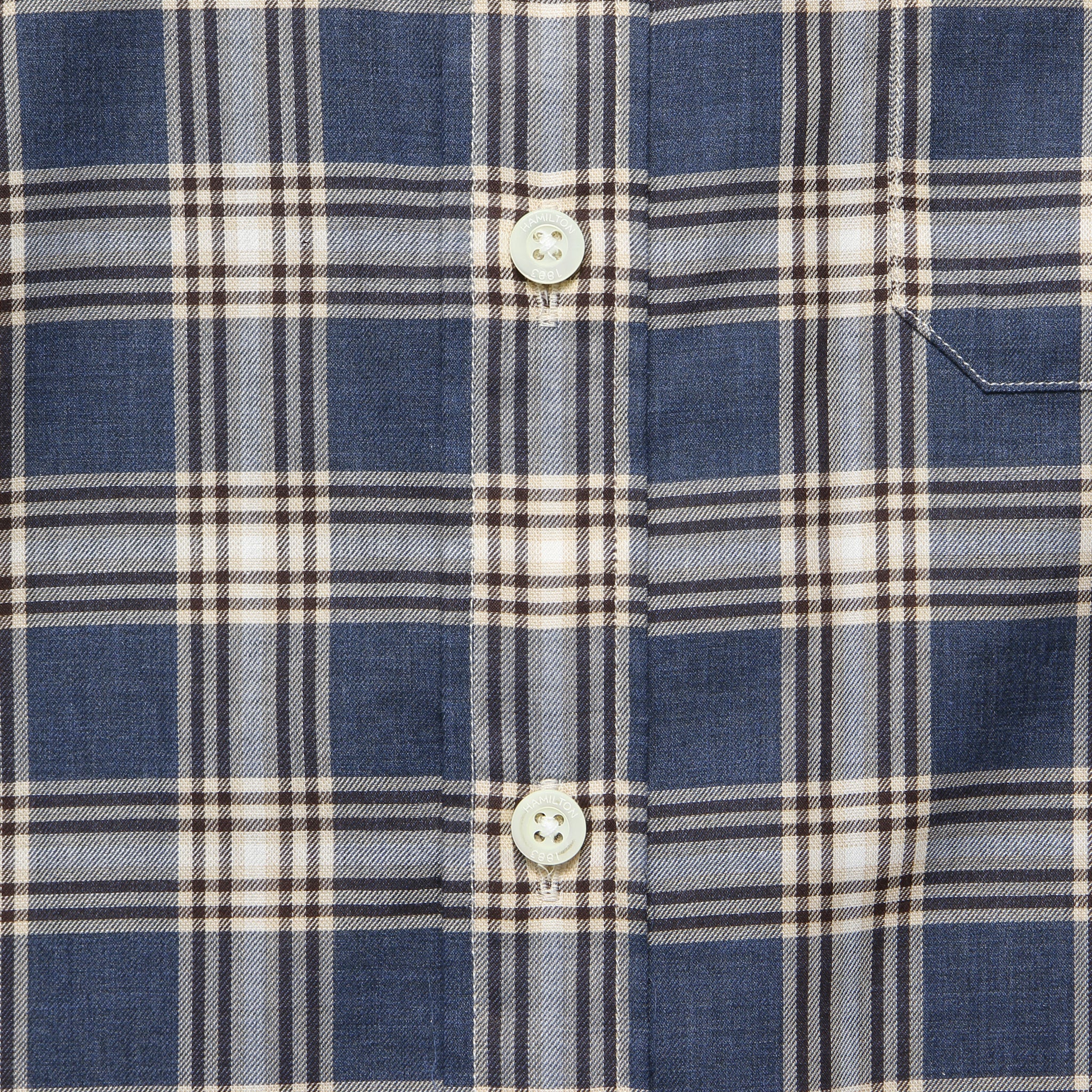 
                          Check Twill Flannel Shirt - Denim Blue/Brown/Cream - Hamilton Shirt Co. - STAG Provisions - Tops - L/S Woven - Plaid
                        