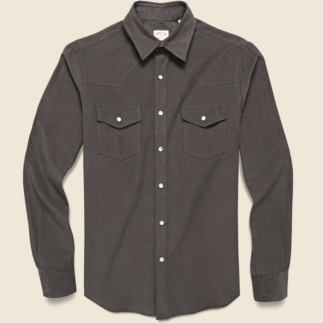 Hamilton Shirt Co. Micro Corduroy Western Shirt - Brown