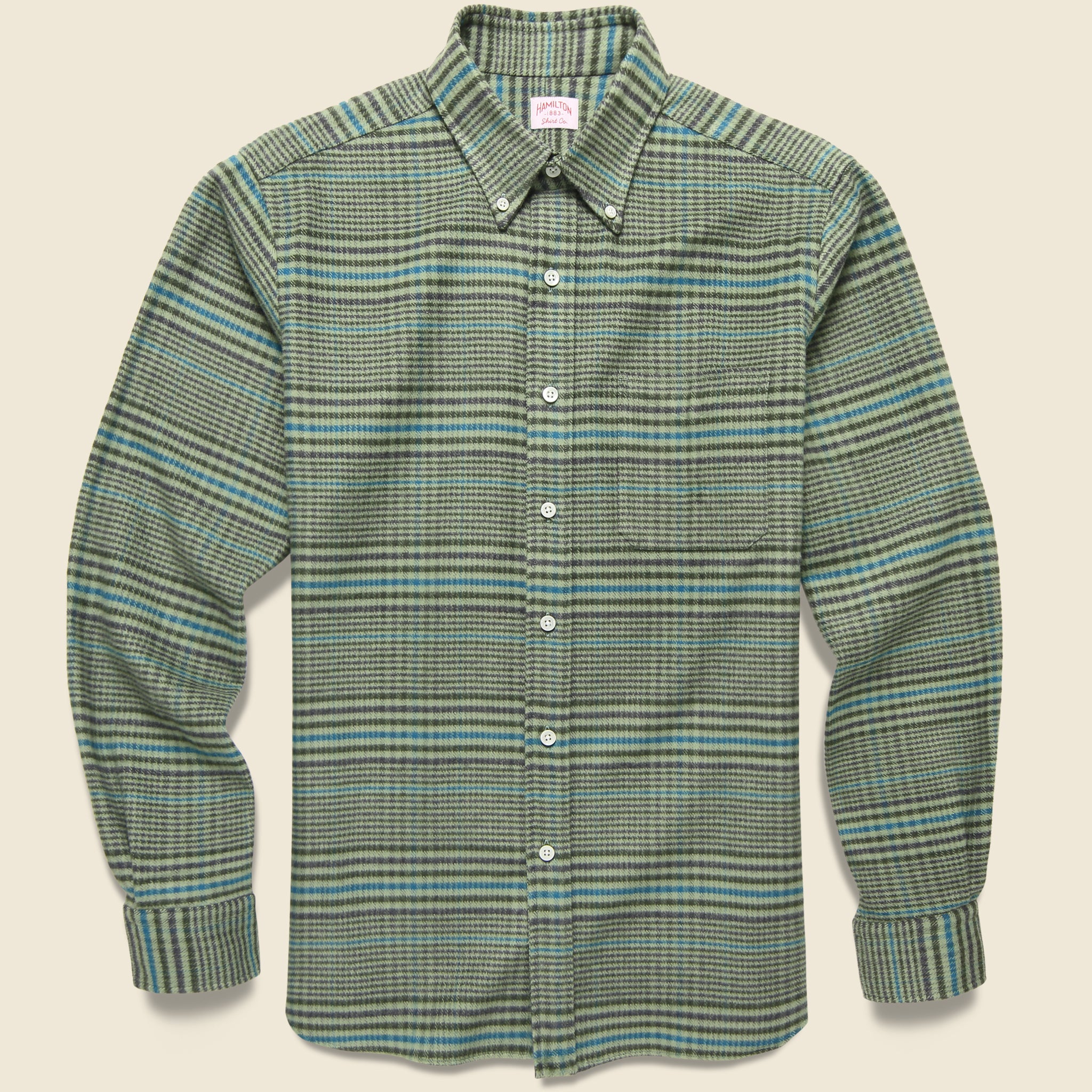 Brushed Houndstooth Shirt - Olive/Black - Hamilton Shirt Co. - STAG Provisions - Tops - L/S Woven - Other Pattern
