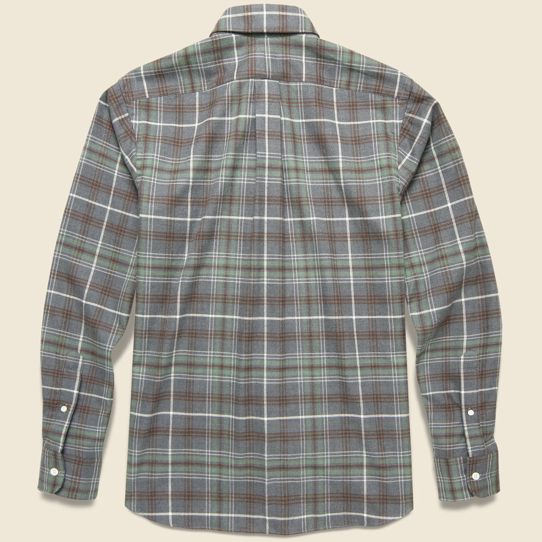 Brushed Plaid Shirt - Moss/Brown/Ecru - Hamilton Shirt Co. - STAG Provisions - Tops - L/S Woven - Plaid