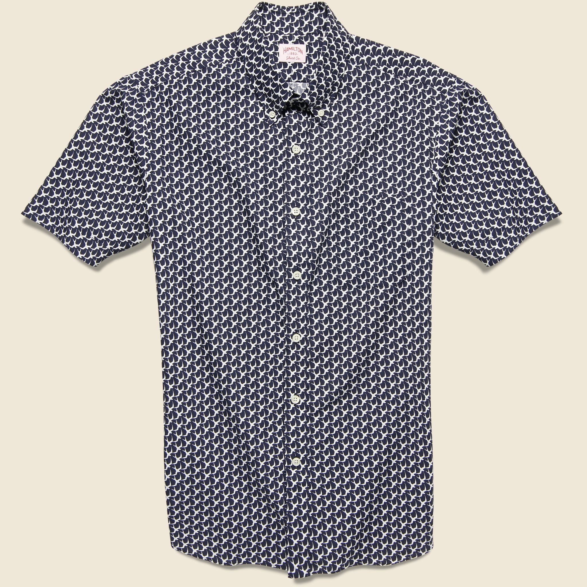 Bird Print Shirt - Navy/White - Hamilton Shirt Co. - STAG Provisions - Tops - S/S Woven - Other Pattern