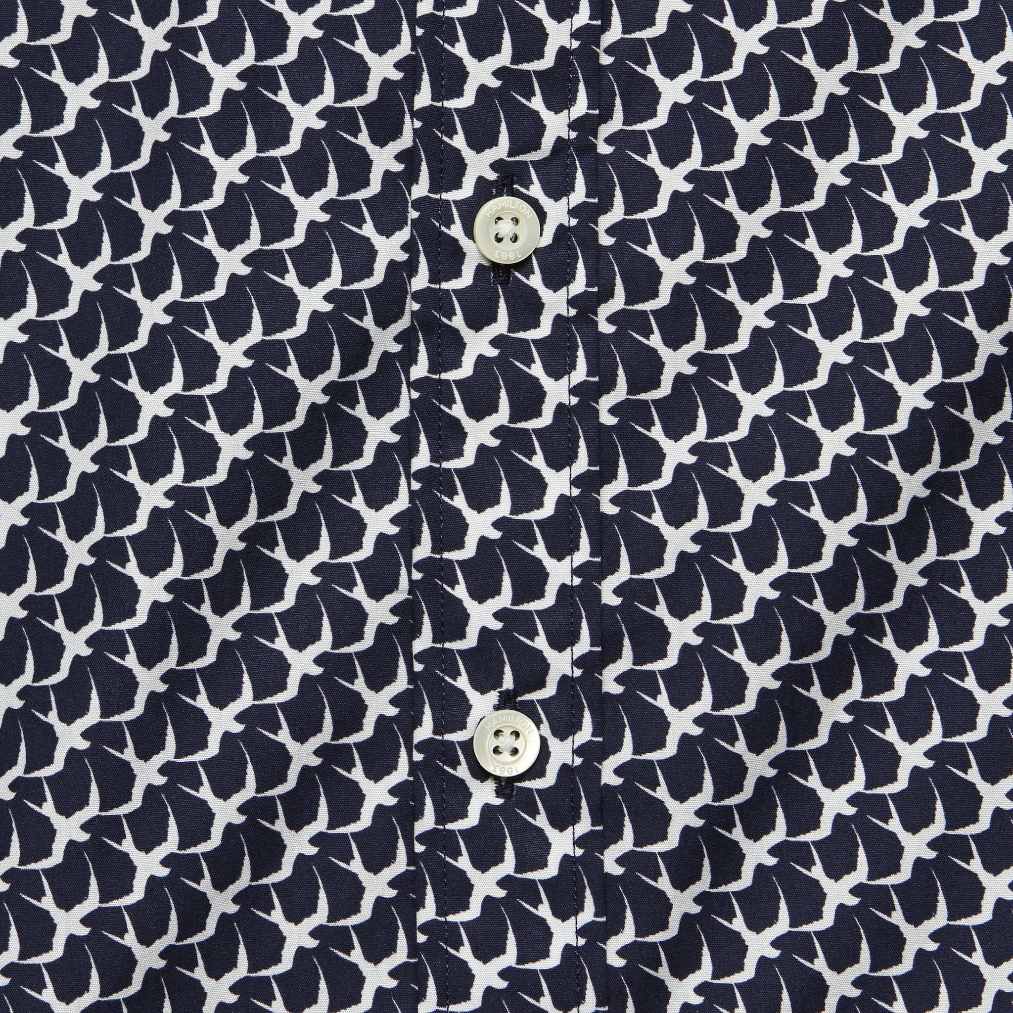 Bird Print Shirt - Navy/White - Hamilton Shirt Co. - STAG Provisions - Tops - S/S Woven - Other Pattern