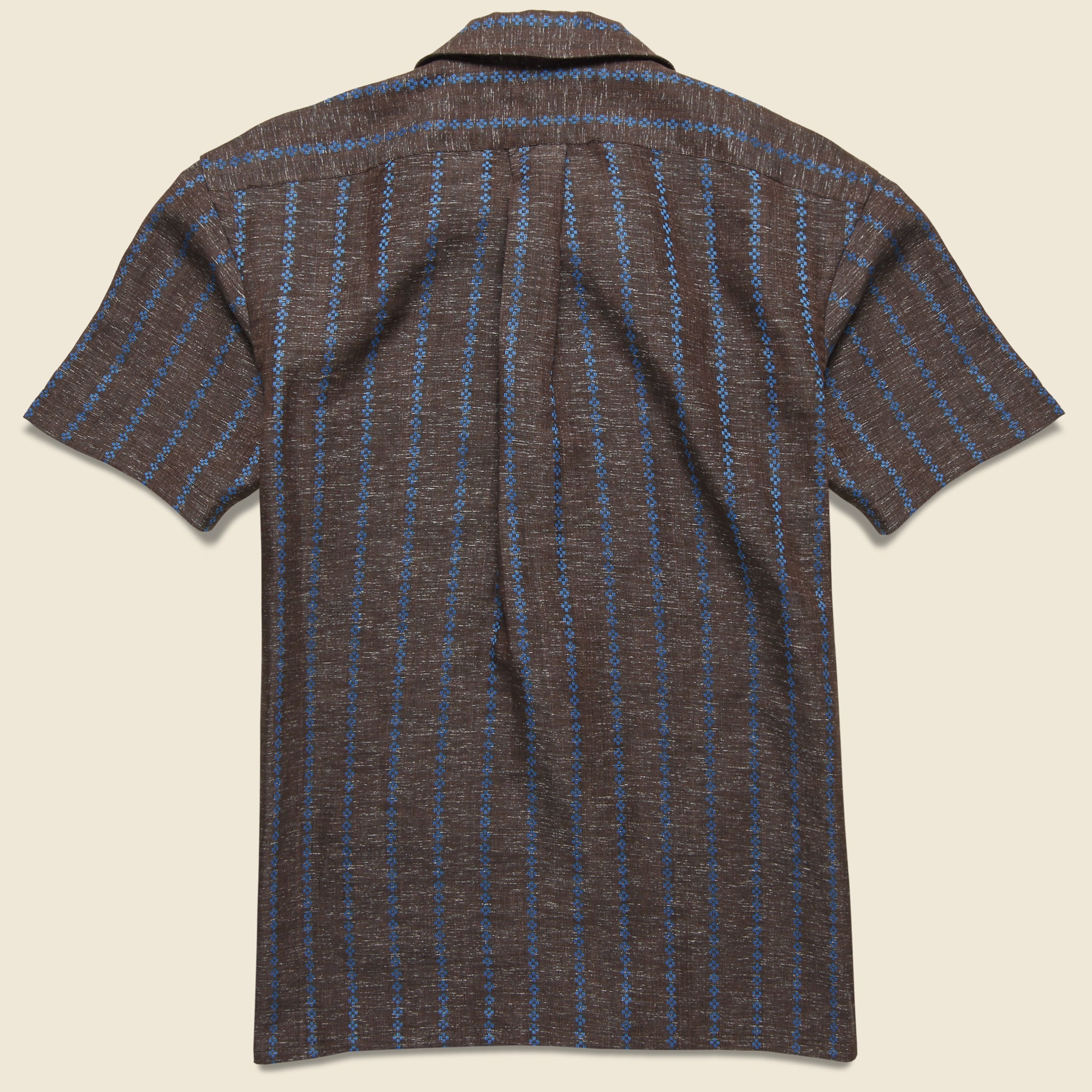 
                          Embroidered Stripe Guayabera Shirt - Brown/Blue - Hamilton Shirt Co. - STAG Provisions - Tops - S/S Woven - Other Pattern
                        