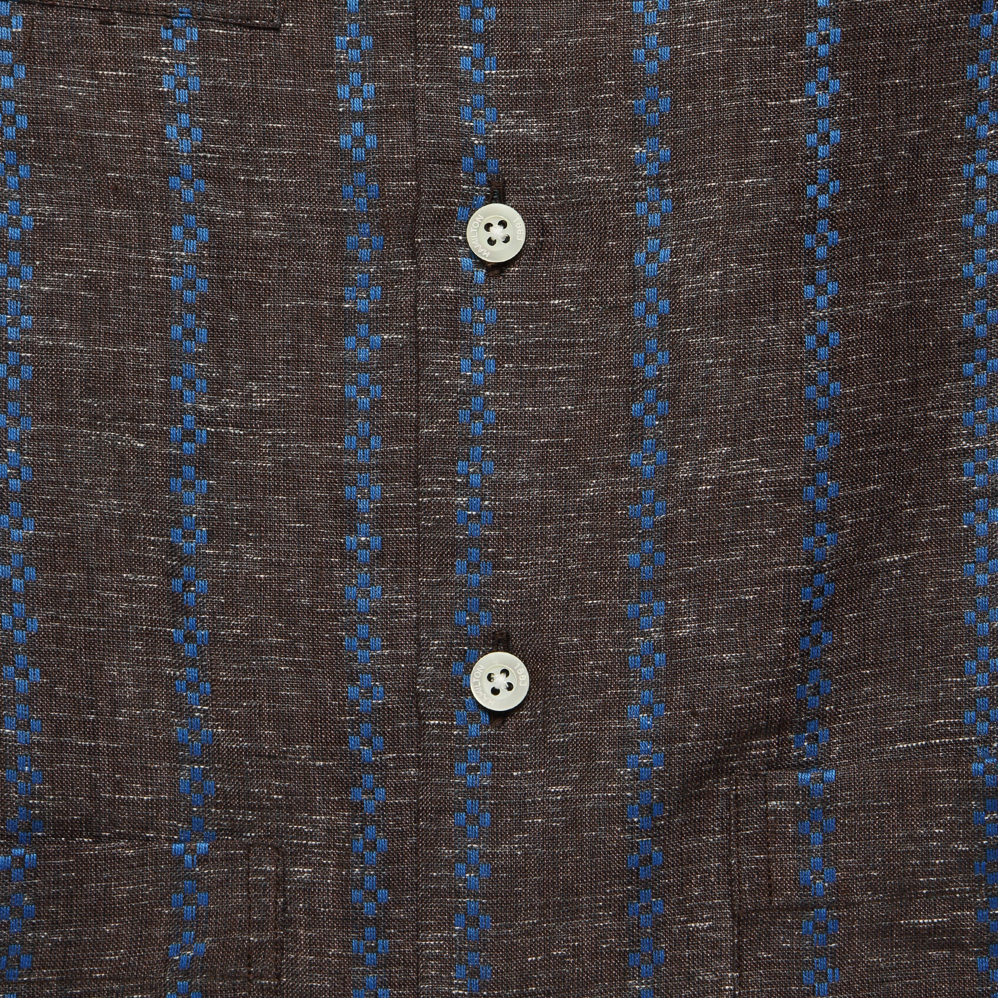 
                          Embroidered Stripe Guayabera Shirt - Brown/Blue - Hamilton Shirt Co. - STAG Provisions - Tops - S/S Woven - Other Pattern
                        