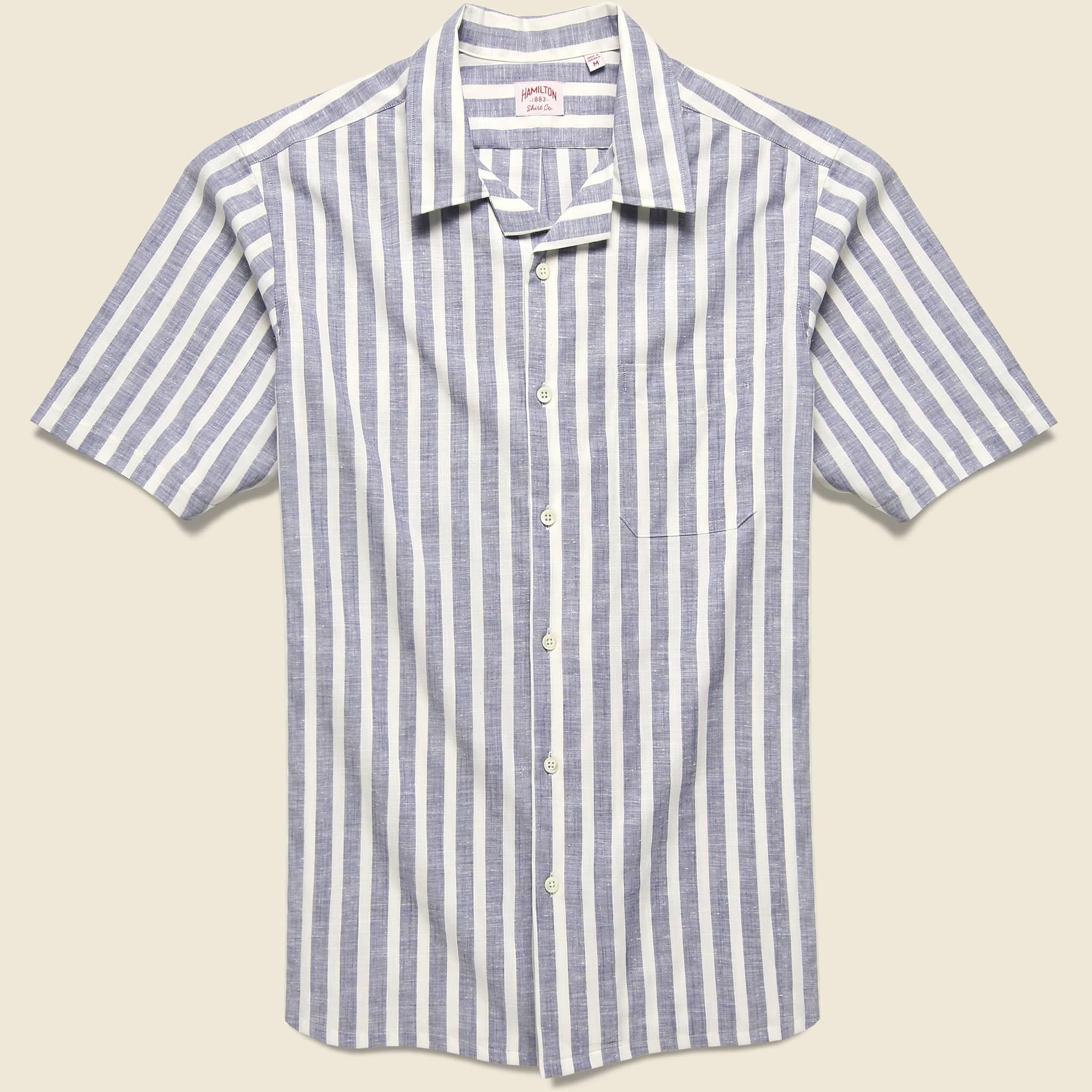 Stripe Chambray Camp Shirt - Blue/White - Hamilton Shirt Co. - STAG Provisions - Tops - S/S Woven - Stripe