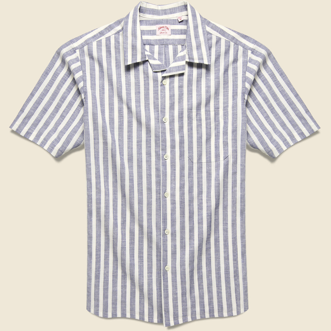 Hamilton Shirt Co. Stripe Chambray Camp Shirt - Blue/White