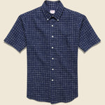 Crinkled Check Shirt - Navy/White - Hamilton Shirt Co. - STAG Provisions - Tops - S/S Woven - Seersucker