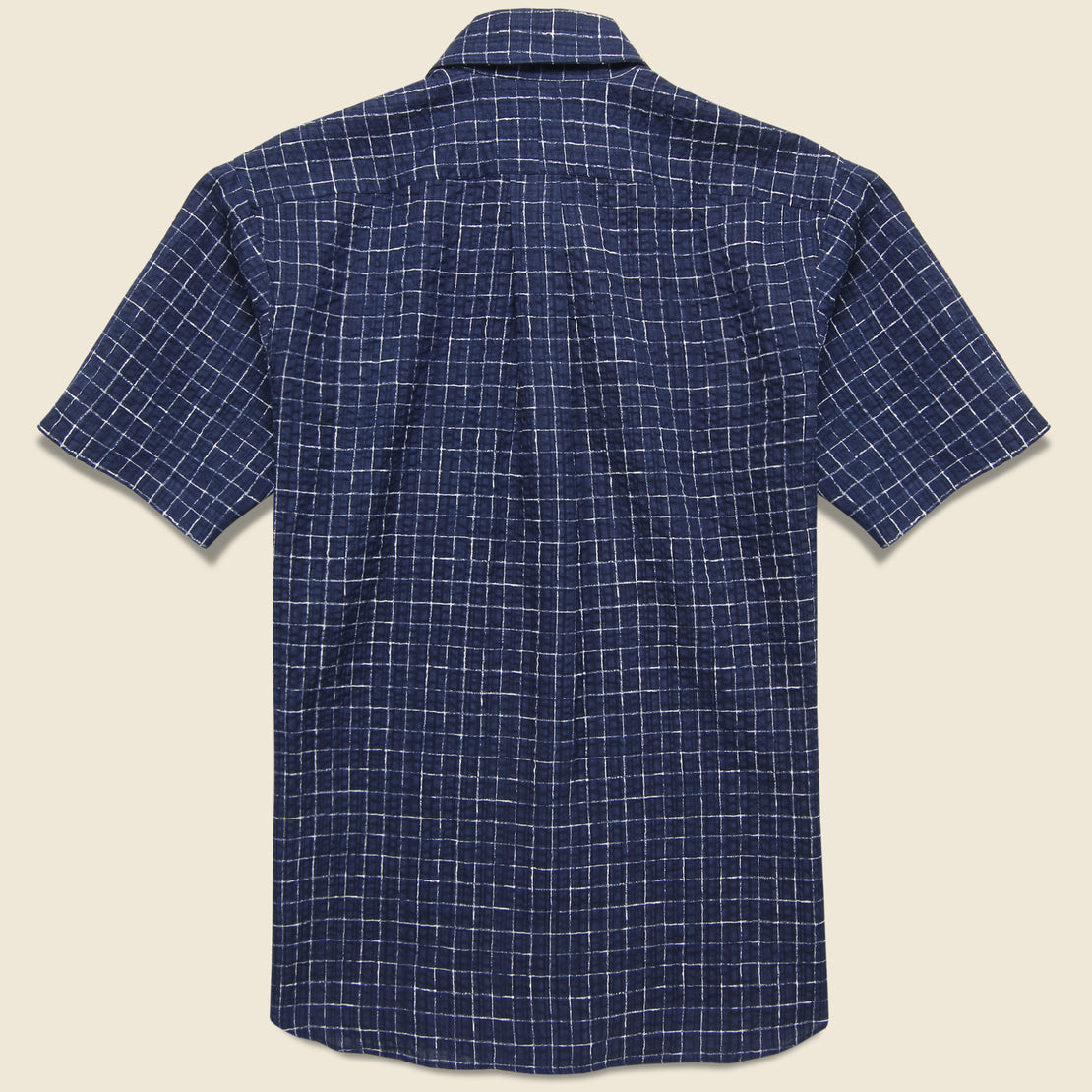 Crinkled Check Shirt - Navy/White - Hamilton Shirt Co. - STAG Provisions - Tops - S/S Woven - Seersucker