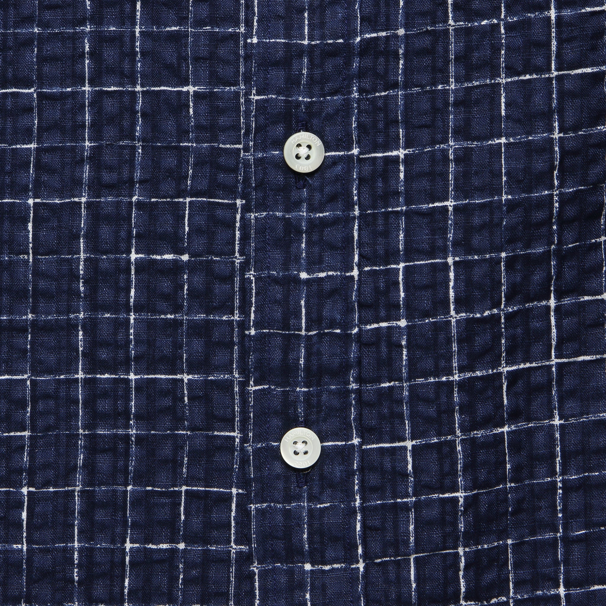 Crinkled Check Shirt - Navy/White - Hamilton Shirt Co. - STAG Provisions - Tops - S/S Woven - Seersucker
