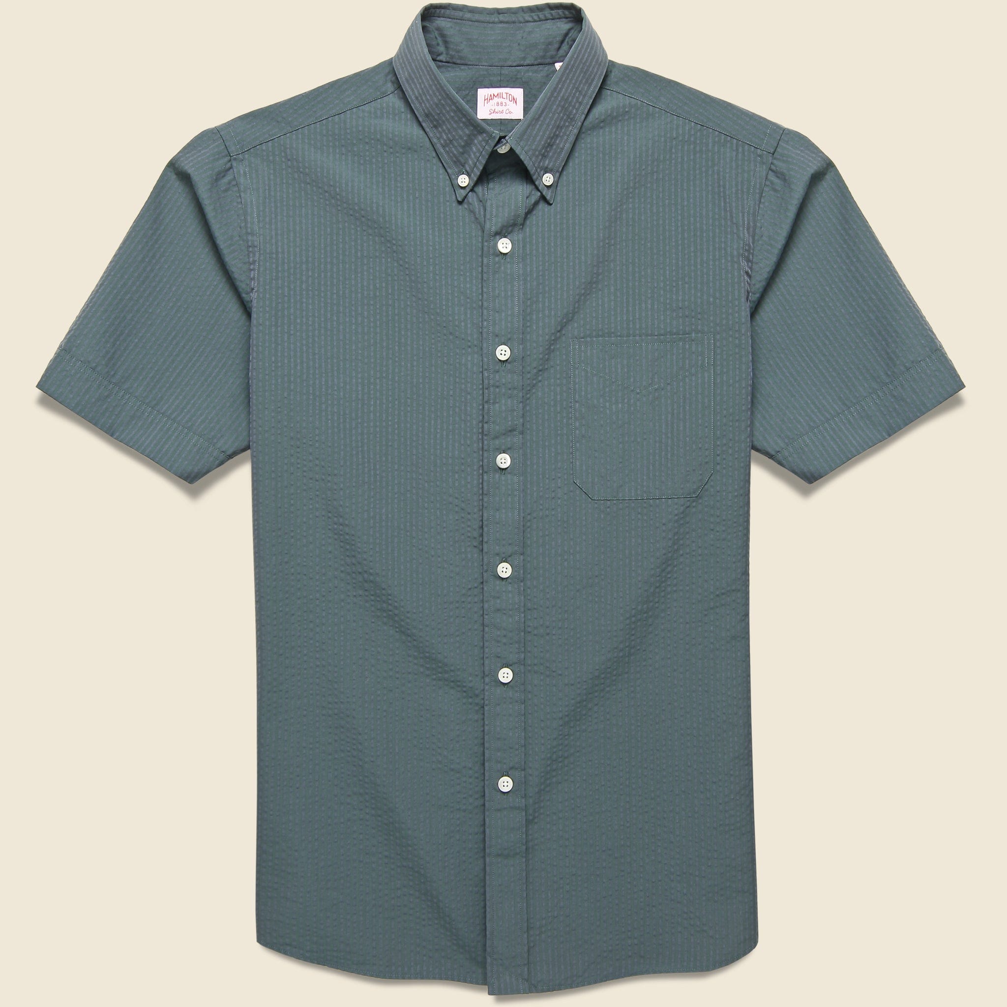 Striped Seersucker Shirt - Green/Grey - Hamilton Shirt Co. - STAG Provisions - Tops - S/S Woven - Seersucker