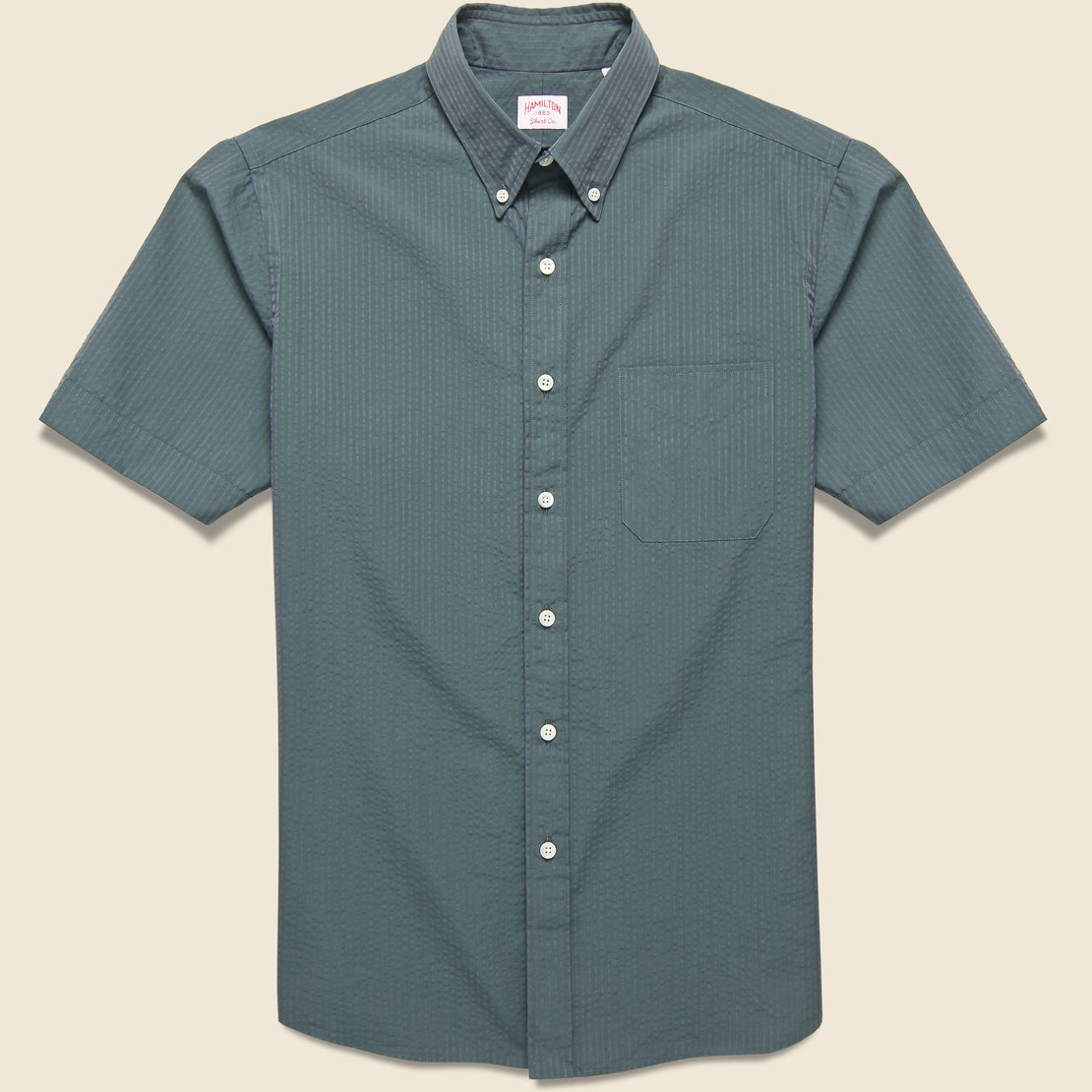 Hamilton Shirt Co. Striped Seersucker Shirt - Green/Grey
