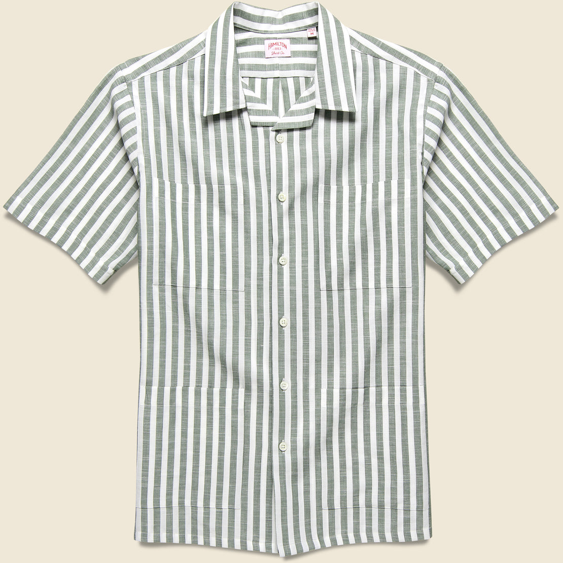 Hamilton Shirt Co. Bengal Stripe Guayabera - Green/White