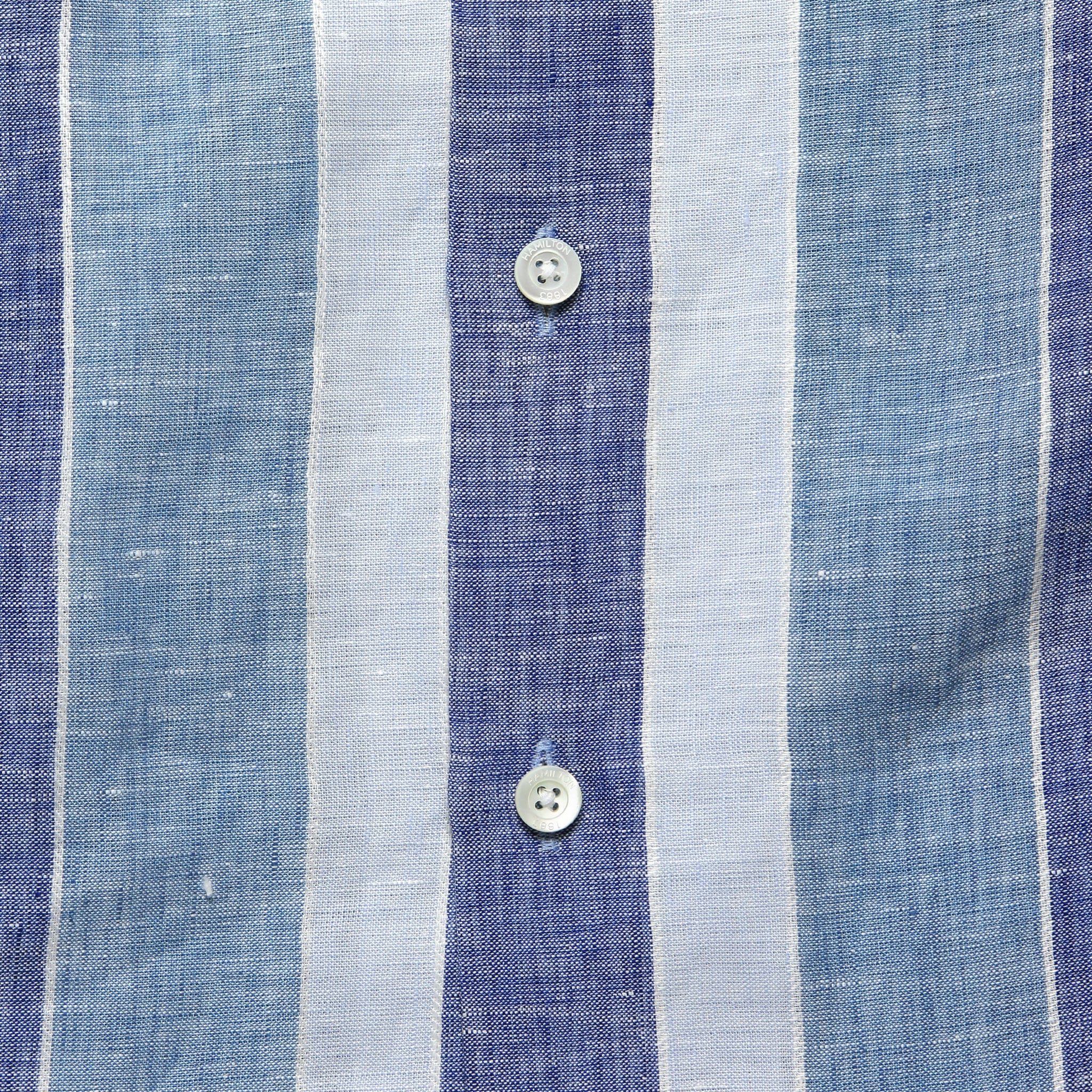 
                          Wide Stripe Linen Camp Shirt - Blue/White - Hamilton Shirt Co. - STAG Provisions - Tops - S/S Woven - Stripe
                        