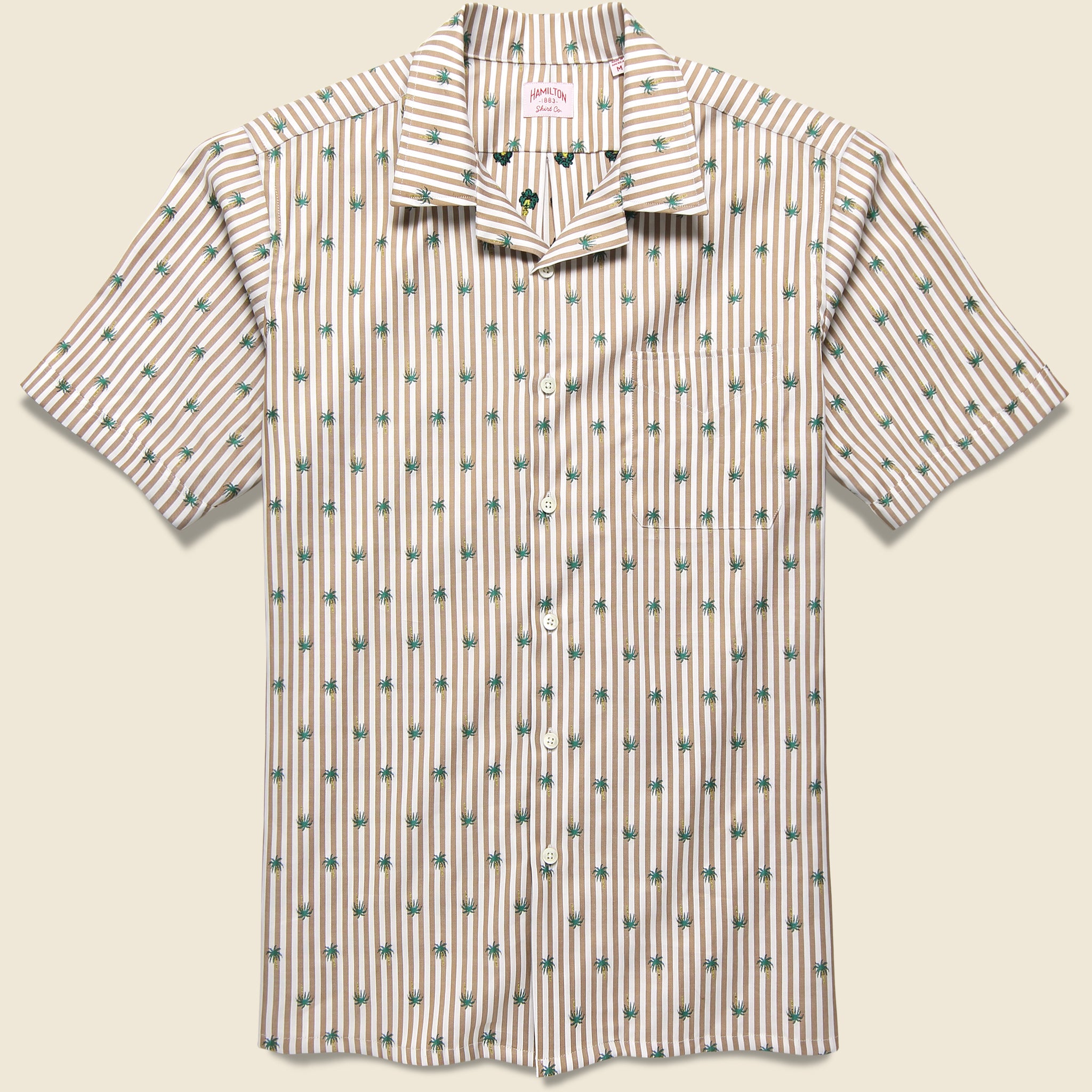 Bengal Stripe Palm Oxford - Tan/White/Green - Hamilton Shirt Co. - STAG Provisions - Tops - S/S Woven - Other Pattern