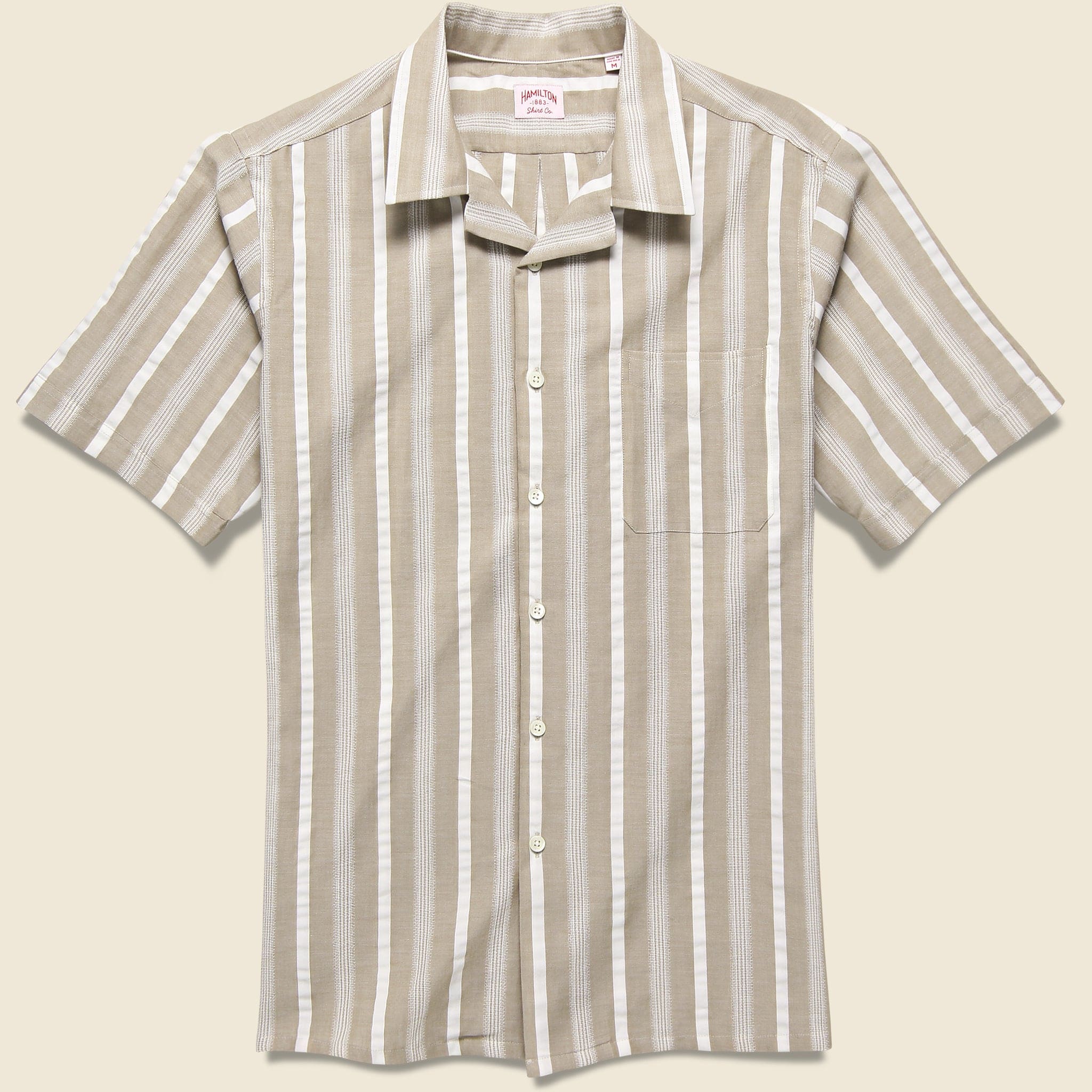 Textured Stripe Shirt - Tan/White - Hamilton Shirt Co. - STAG Provisions - Tops - S/S Woven - Stripe