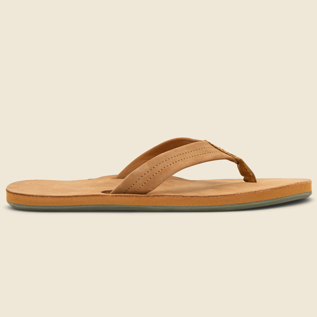 Leather Flip Flop Sandals Tan