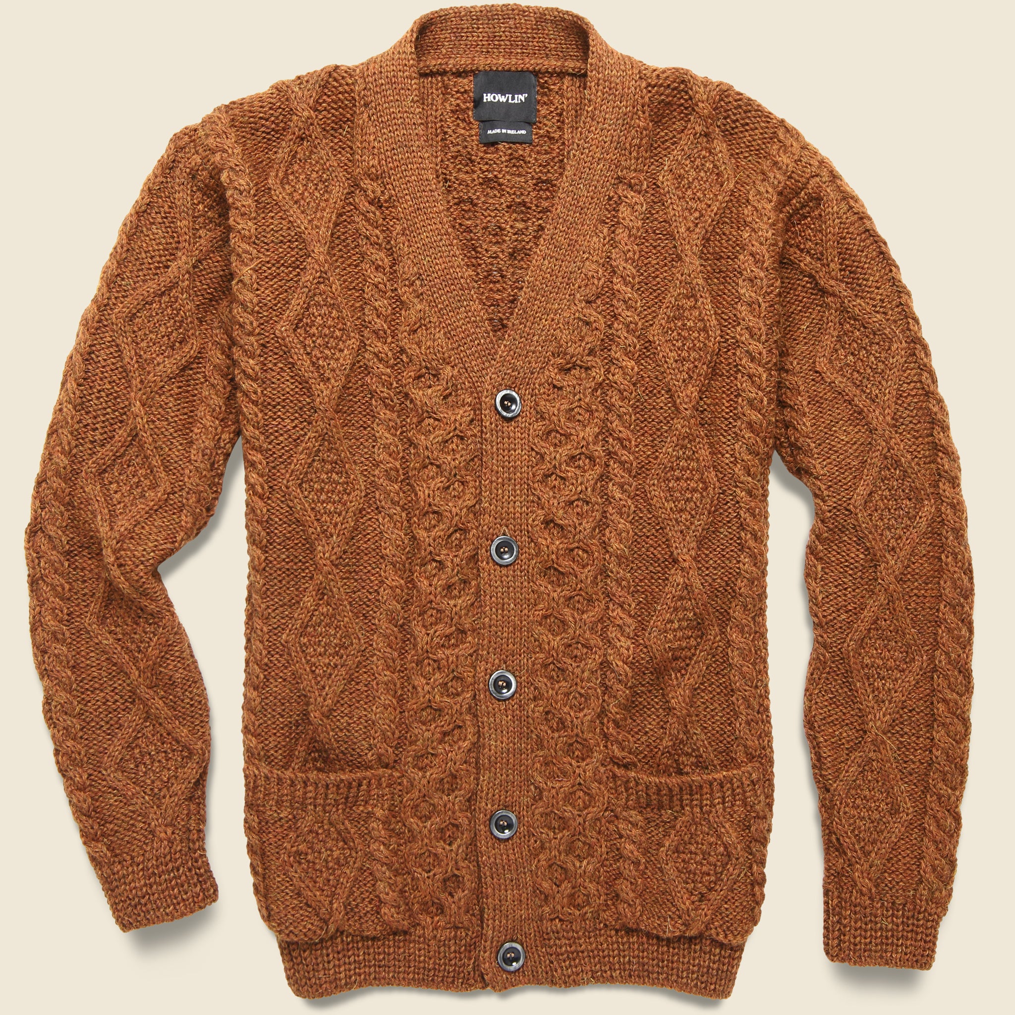 Blind Flowers Aran Cardigan - Cinnamon - Howlin - STAG Provisions - Tops - Sweater