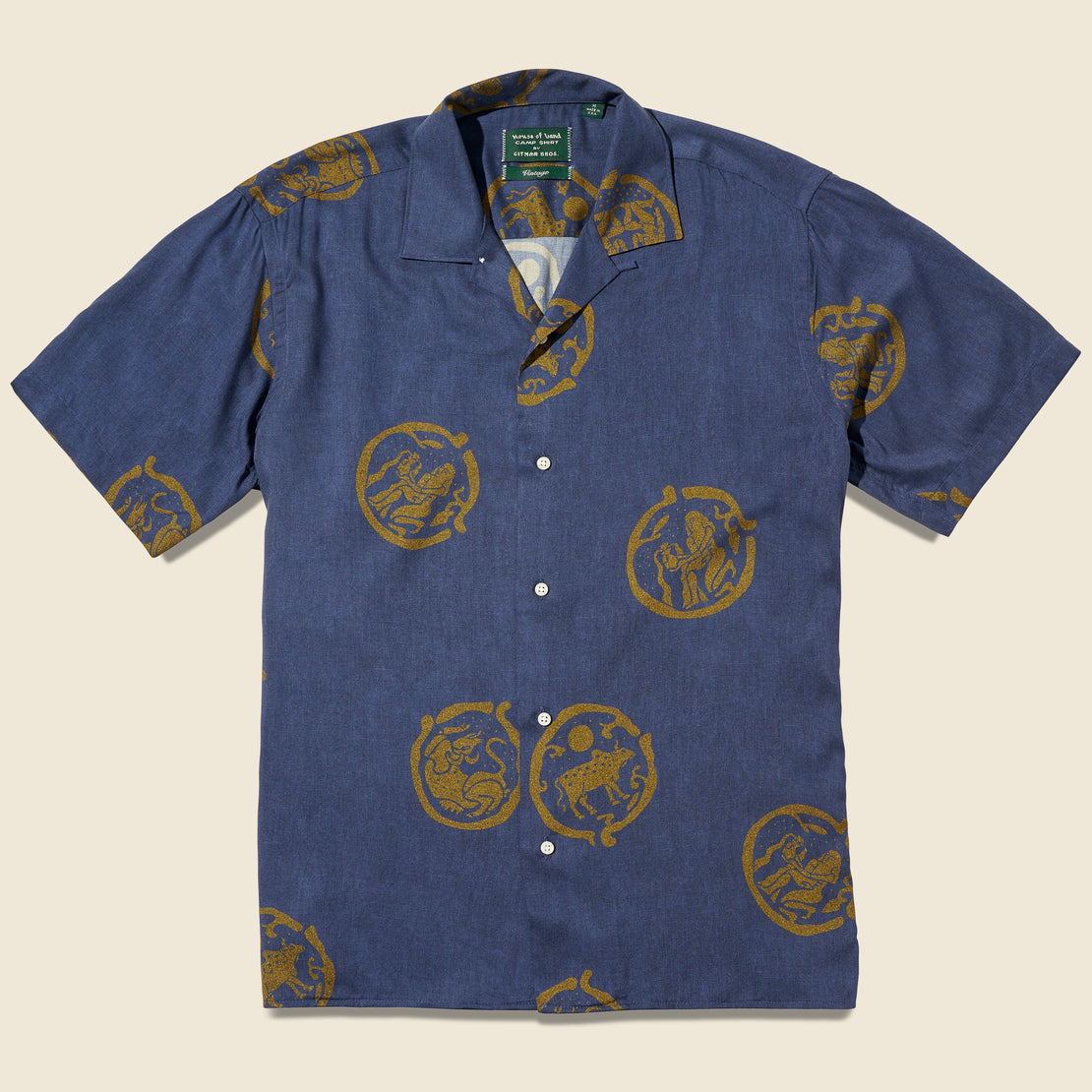 House of LAND x Gitman Vintage Zodiac Camp Shirt - Navy/Gold