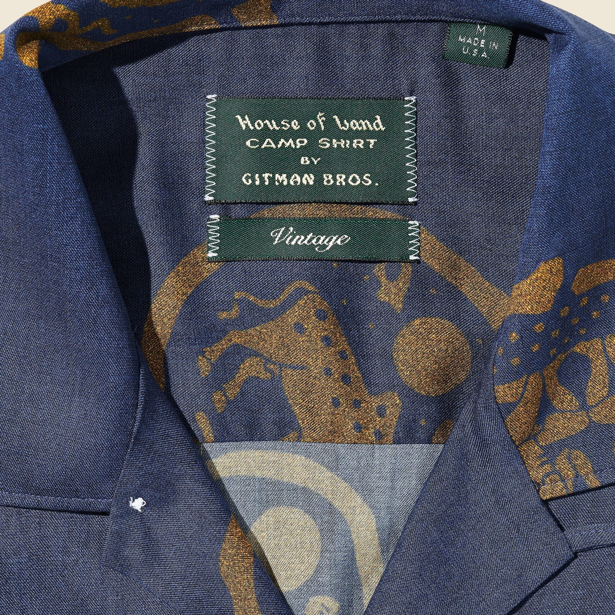 Zodiac Camp Shirt - Navy/Gold - House of LAND x Gitman Vintage - STAG Provisions - Tops - S/S Woven - Other Pattern