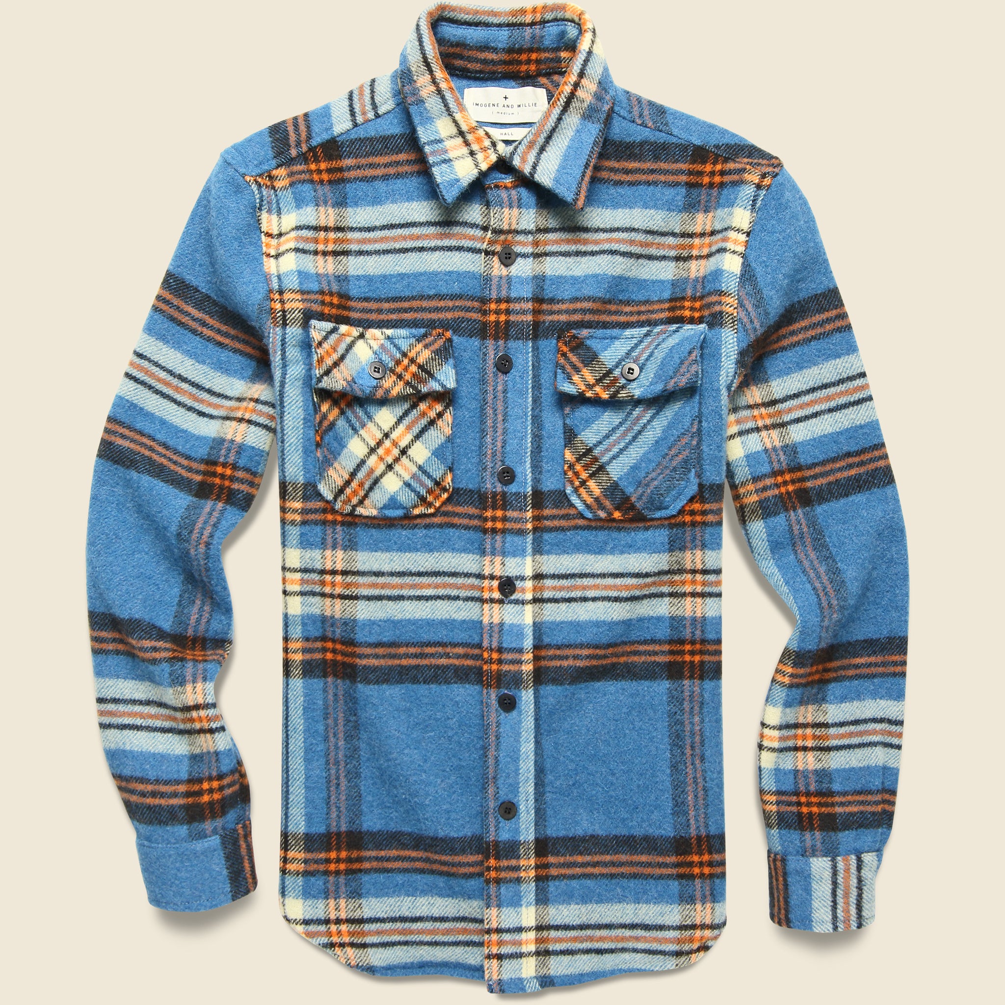 Hall CPO Plaid Wool Overshirt- Teal/Orange - Imogene + Willie - STAG Provisions - Tops - L/S Woven - Overshirt
