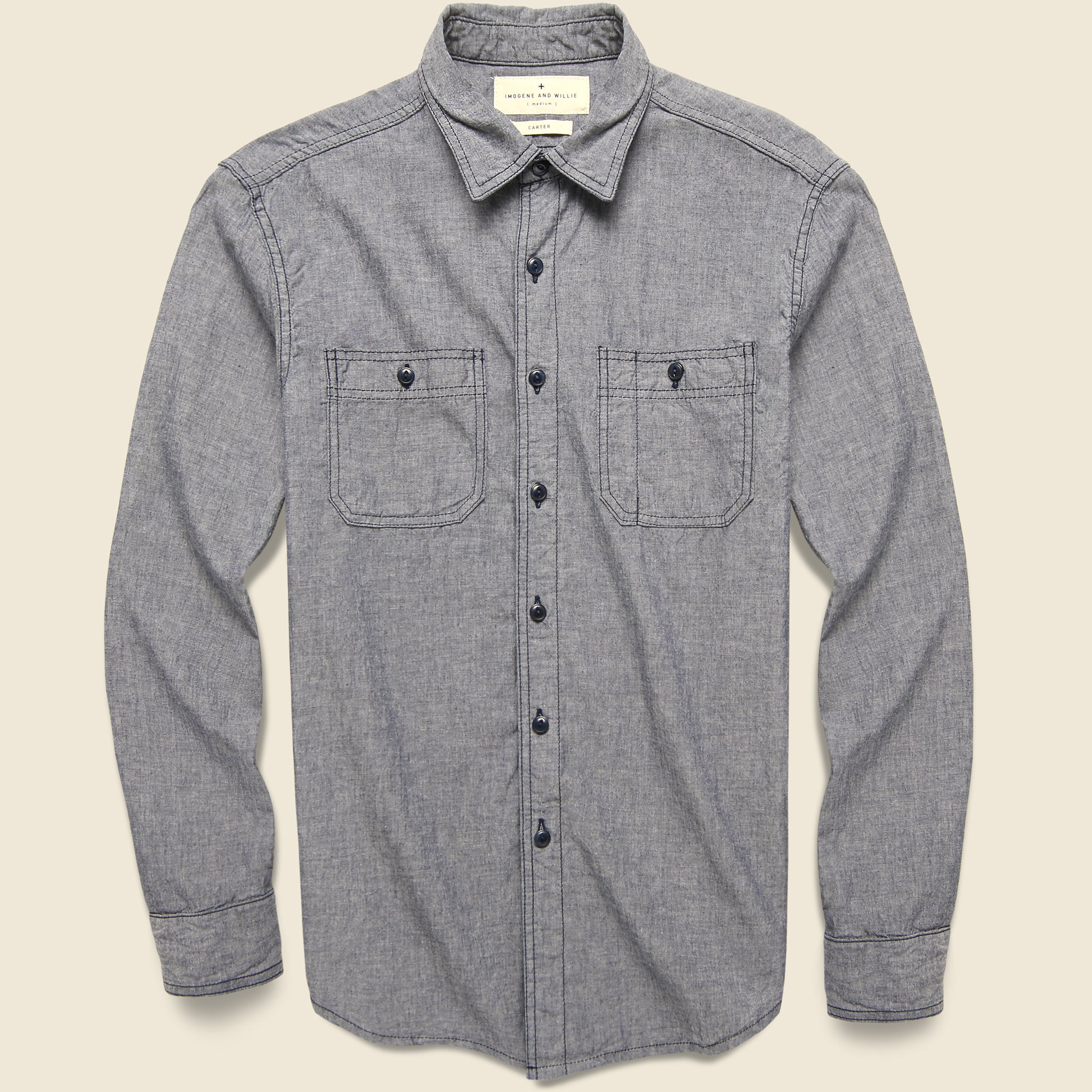 Carter Chambray Shirt - Grey - Imogene + Willie - STAG Provisions - Tops - L/S Woven - Solid