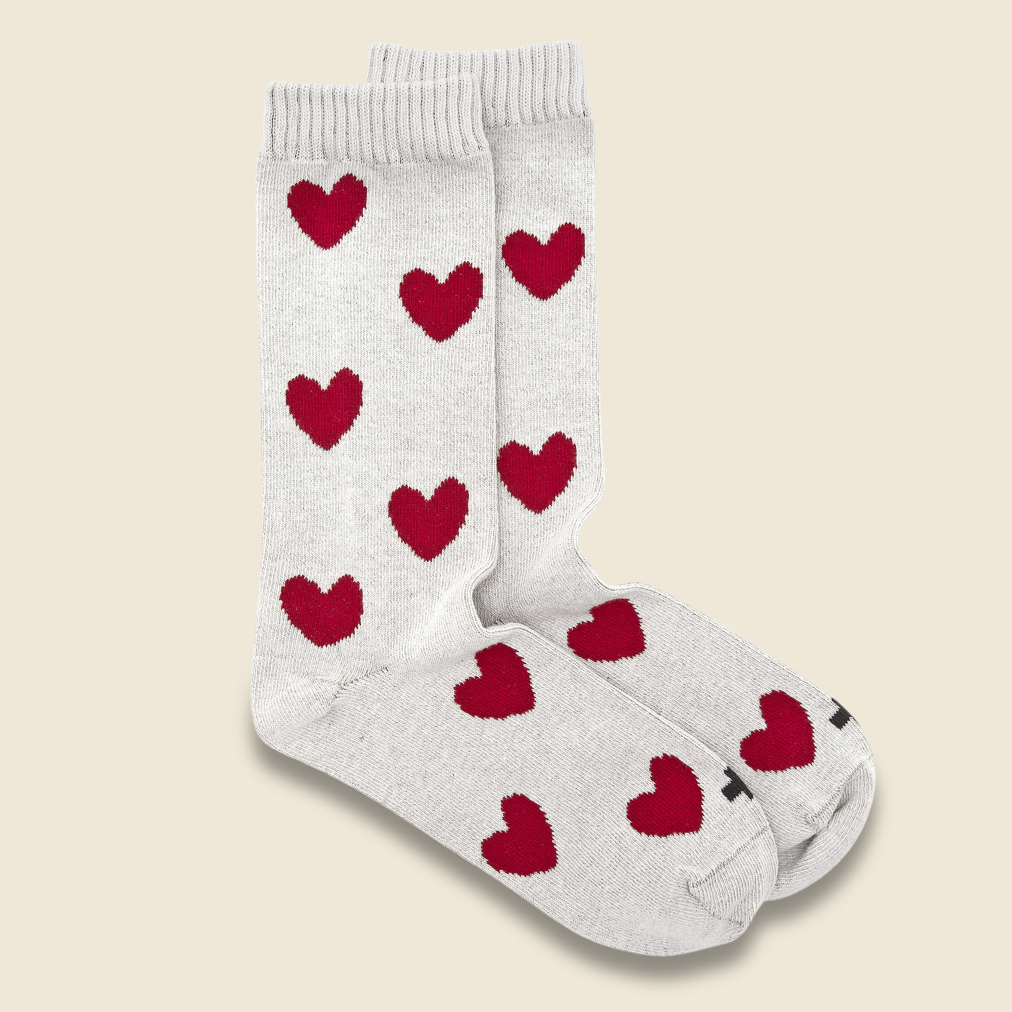 Heart Socks - Natural/Red - Imogene + Willie - STAG Provisions - Accessories - Socks