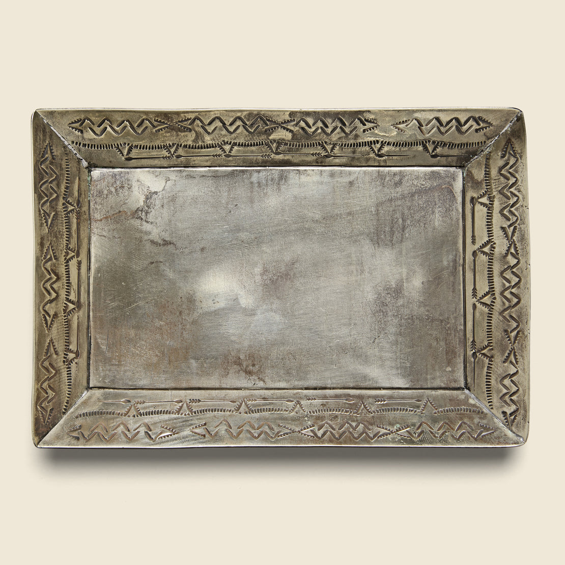 J Alexander Small Stamped Tray - Silver