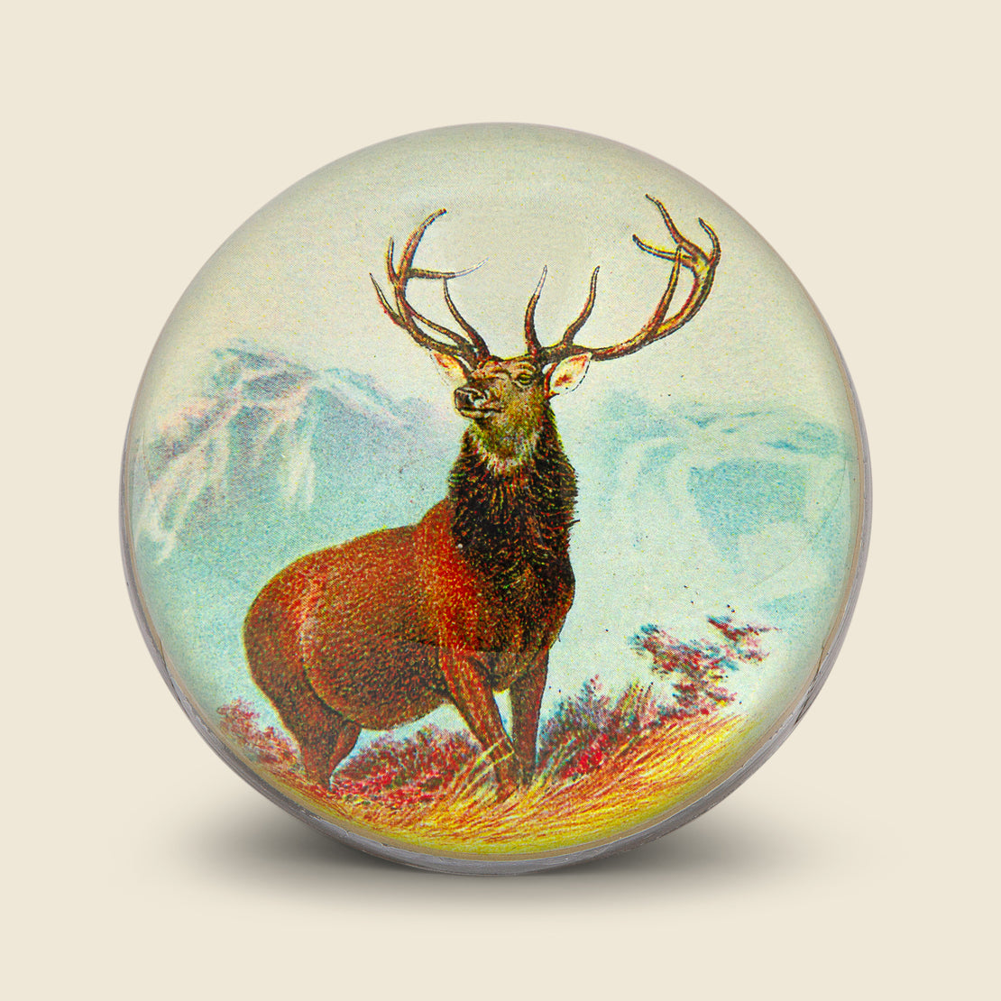 John Derian Stag in Grass Dome Paperweight
