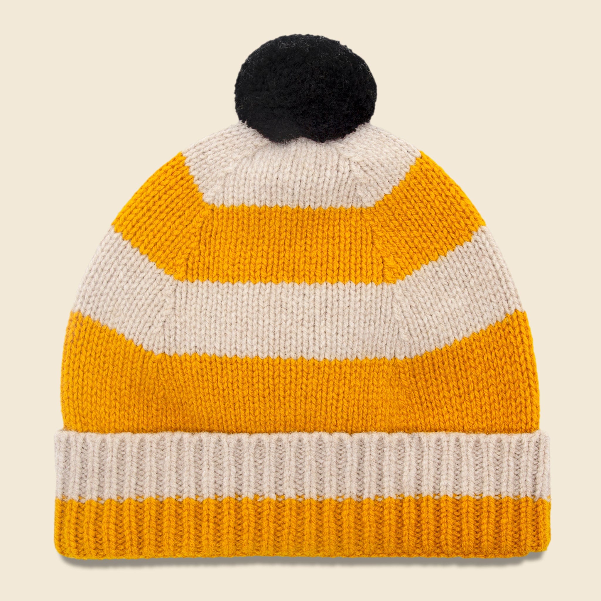 Stripe Pom Pom Lambswool Hat - Oatmeal/Golden Eye - Jo Gordon - STAG Provisions - Accessories - Hats