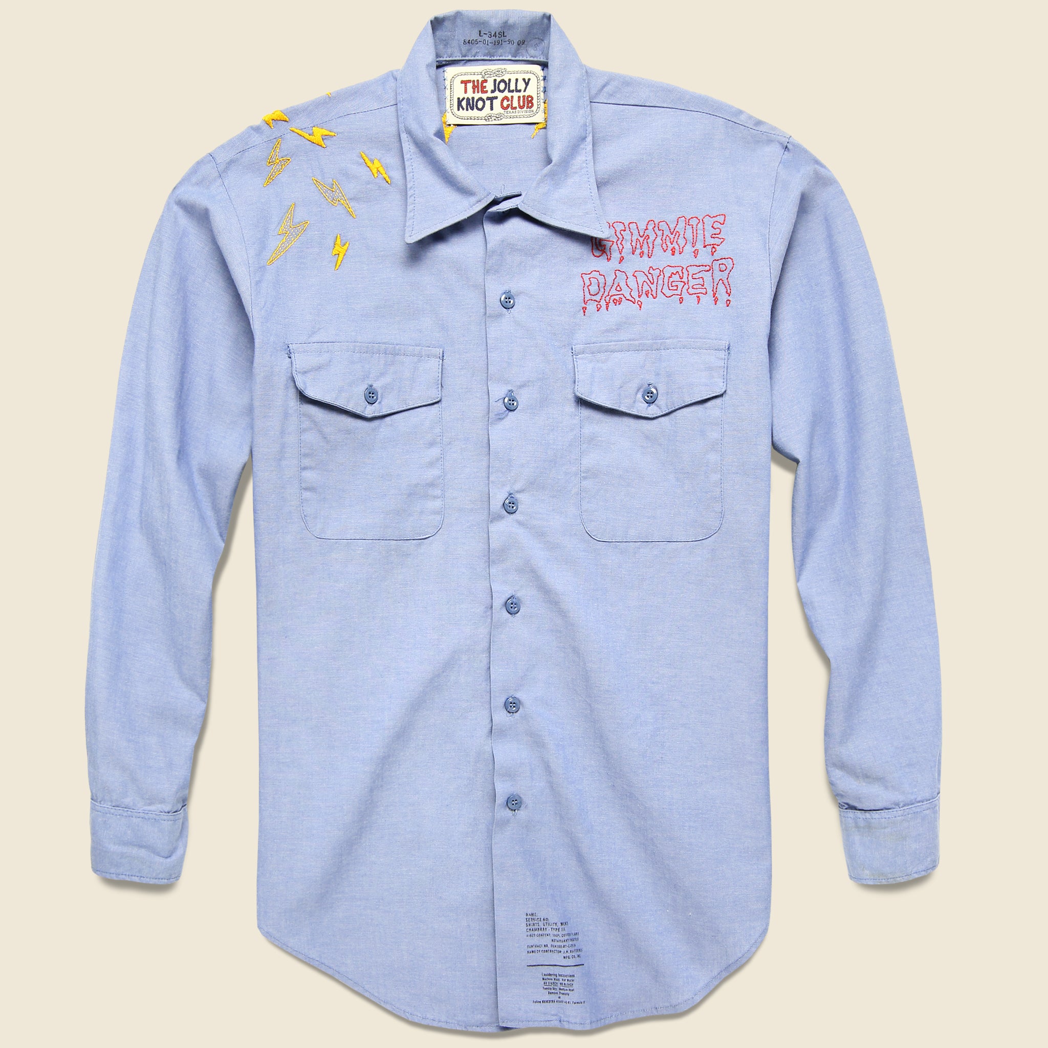 
                          Embroidered Chambray Shirt - She Got a TV Eye on Me - Jolly Knot Club - STAG Provisions - One &amp; Done - Apparel
                        